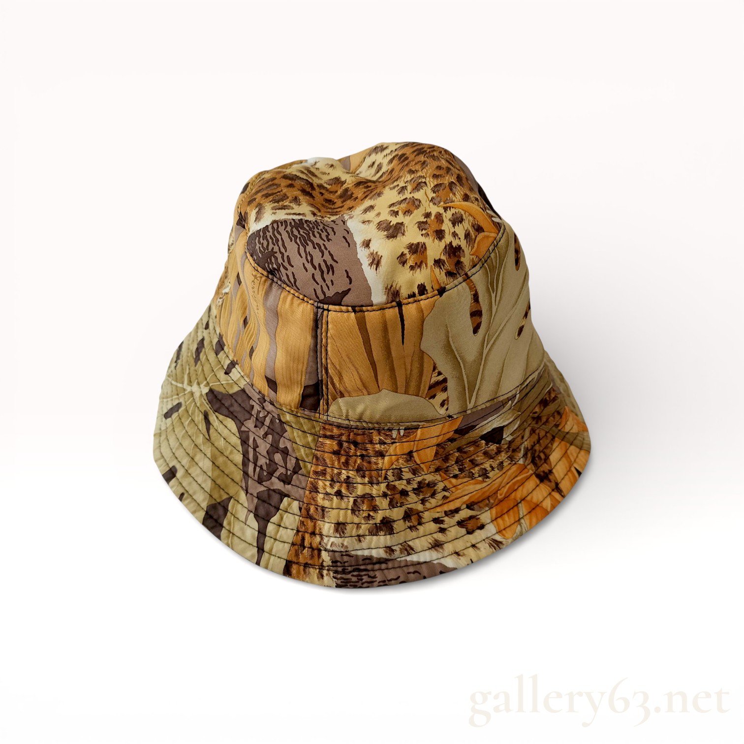 Salvatore Ferragamo Silk Twill Botanical and Leopard Print Bucket Hat