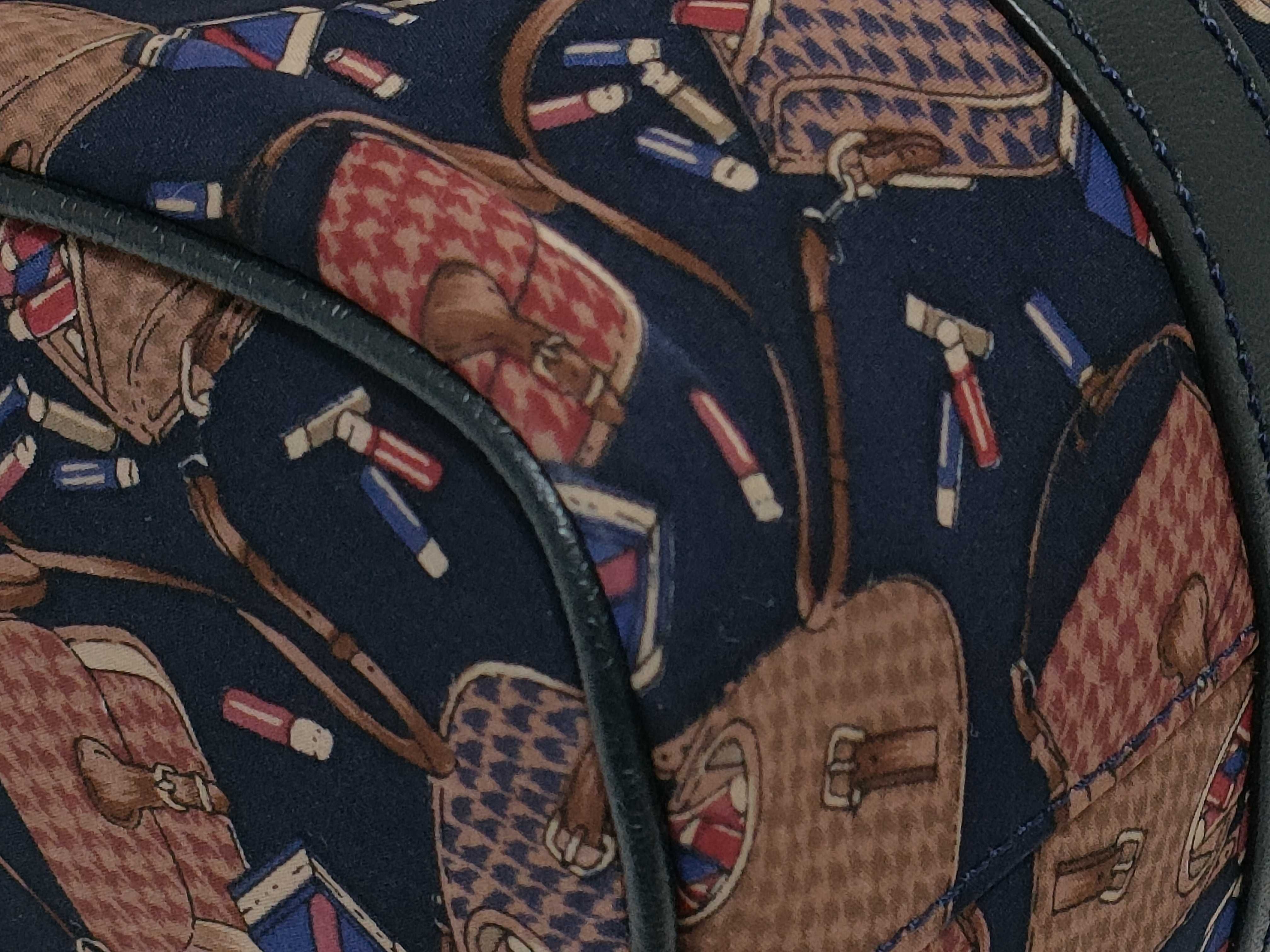 Longchamp Vintage Navy Canvas Novelty Print Shoulder Bag