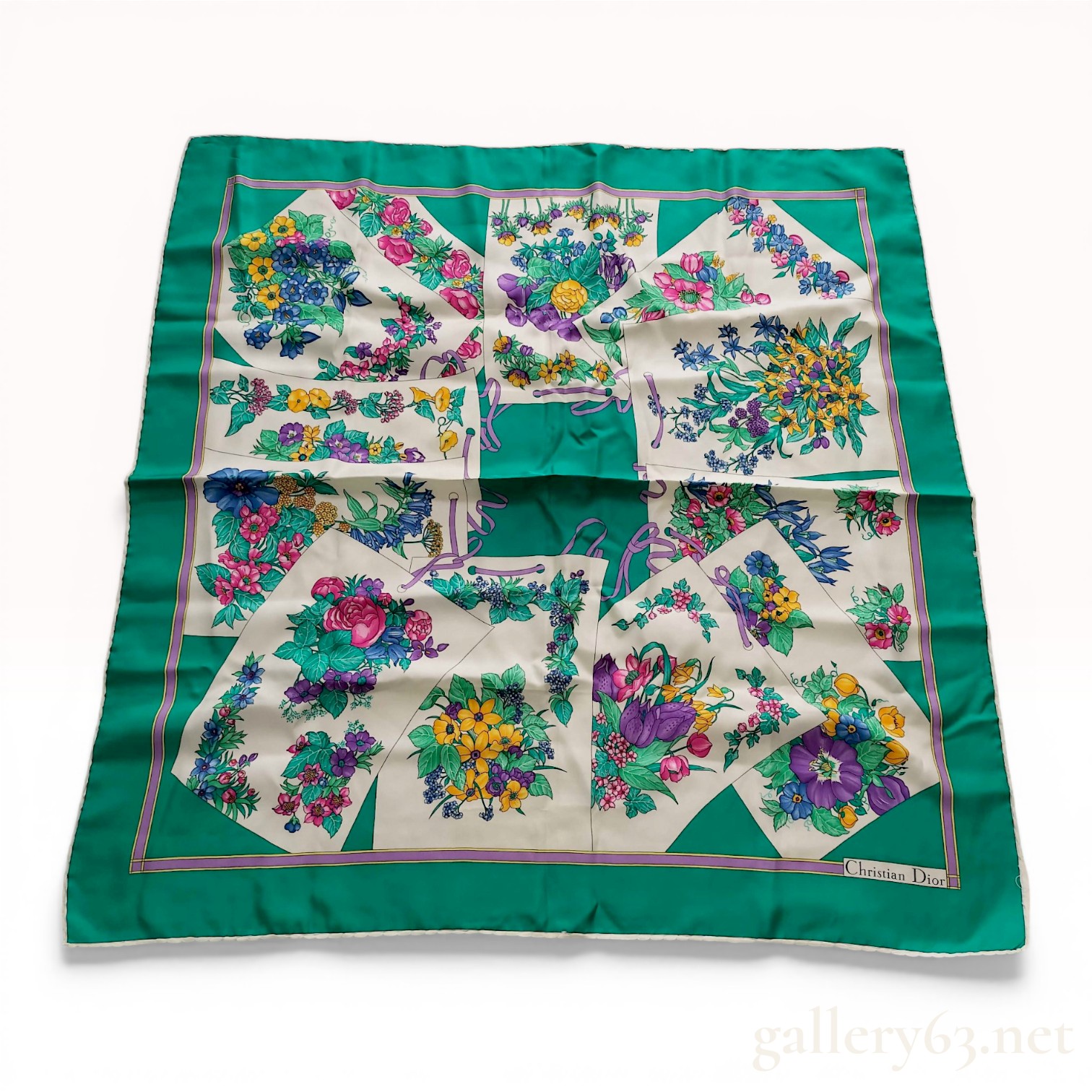 Christian Dior Vintage Silk Floral Scarf
