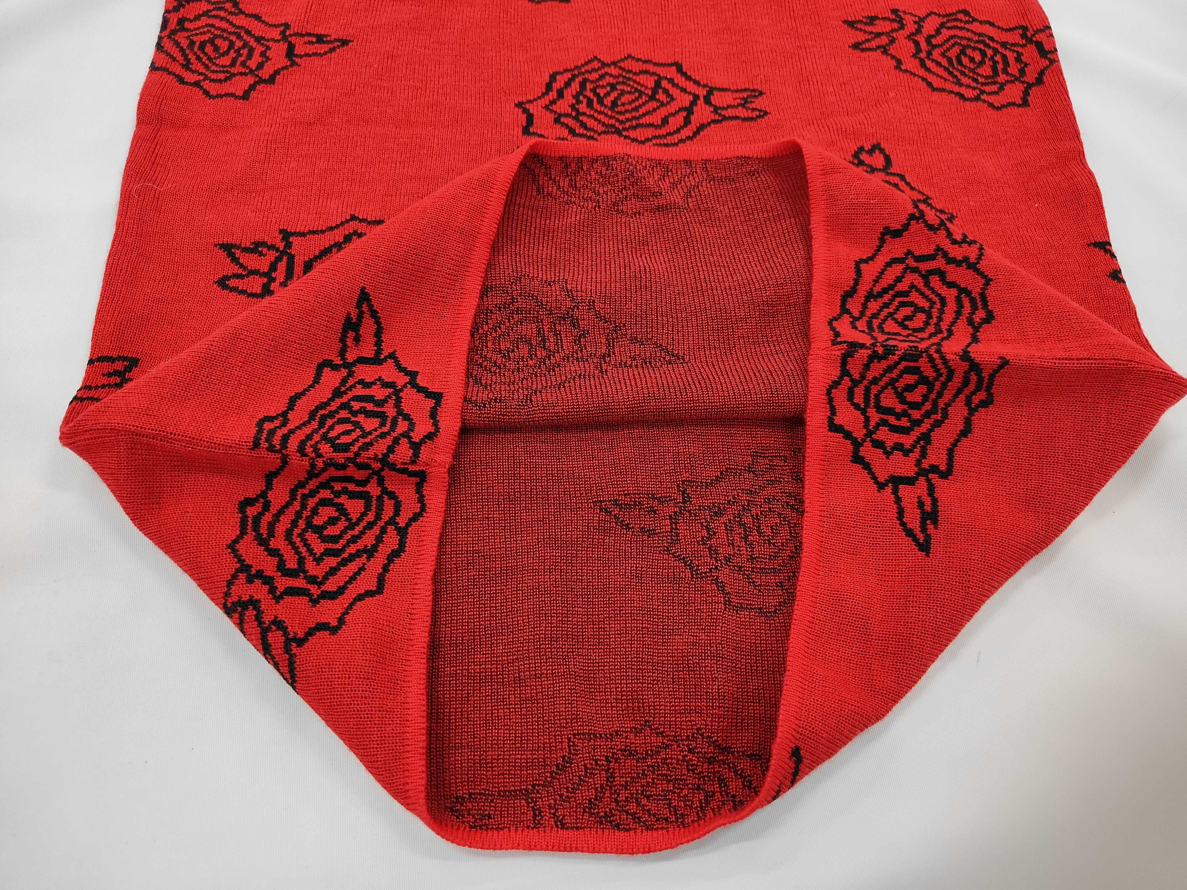 Vintage Red Knit Short-Sleeved Mock-Neck Dress Attributed to Christian Dior