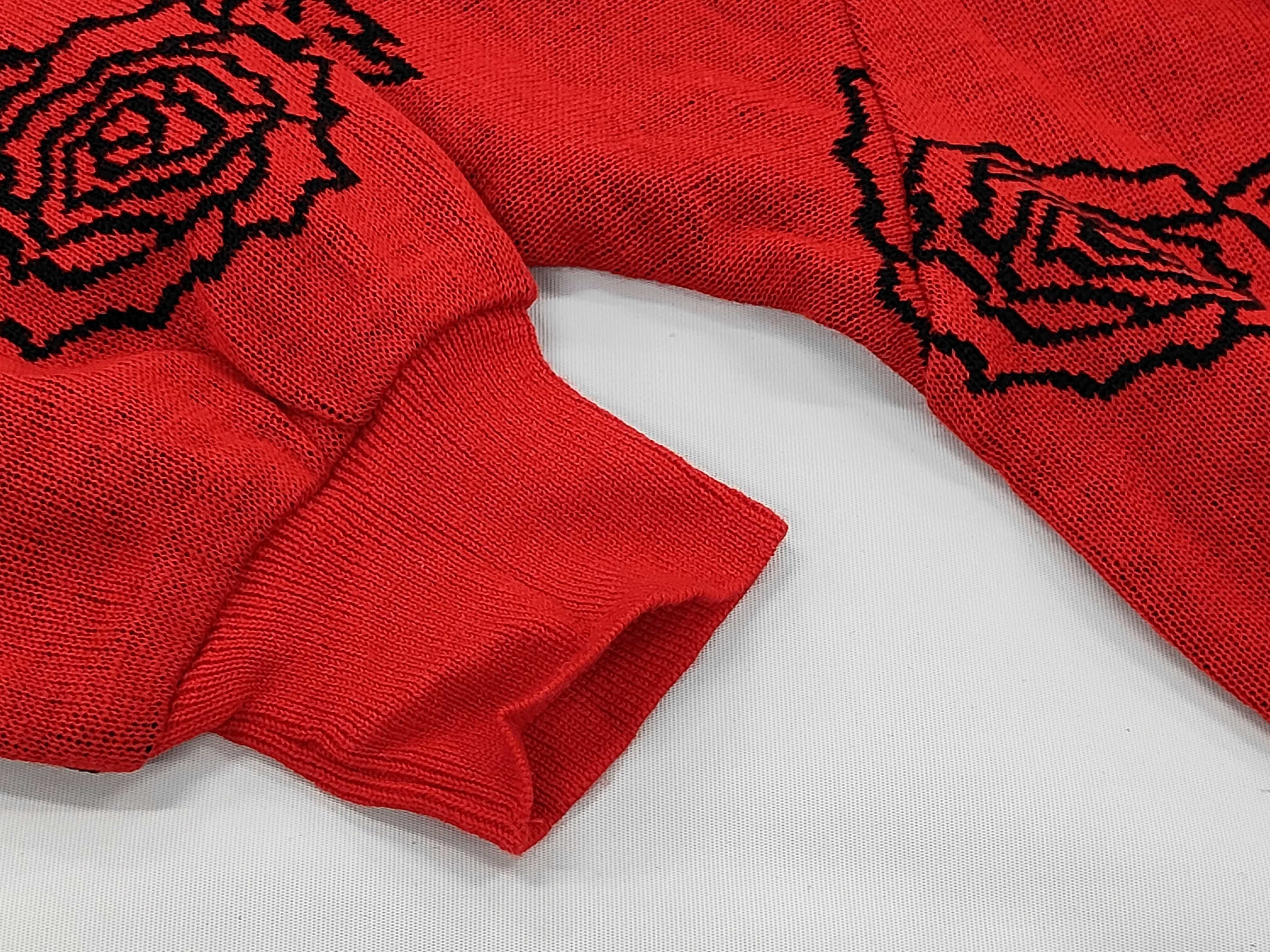 Vintage Red Knit Short-Sleeved Mock-Neck Dress Attributed to Christian Dior