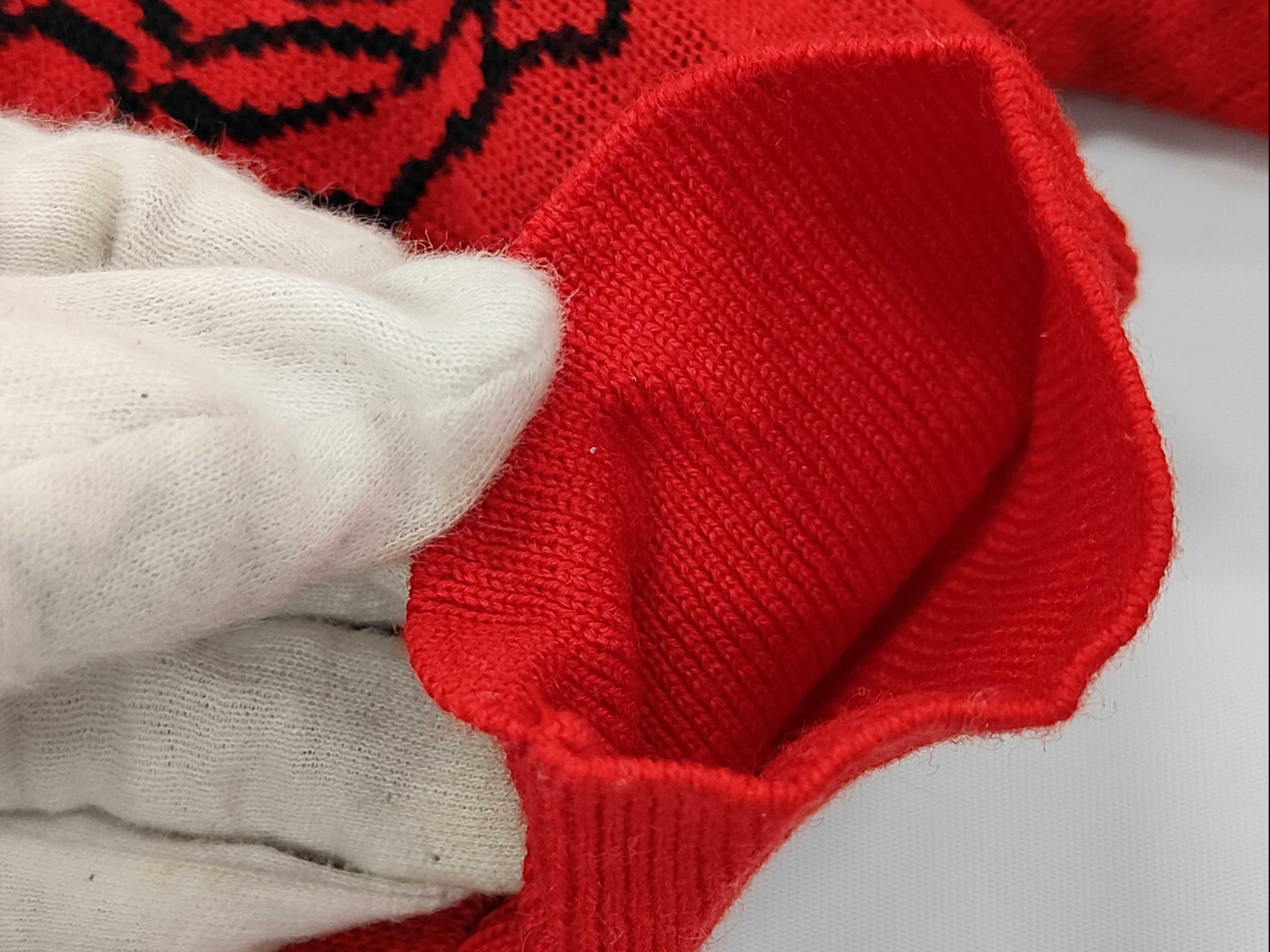 Vintage Red Knit Short-Sleeved Mock-Neck Dress Attributed to Christian Dior
