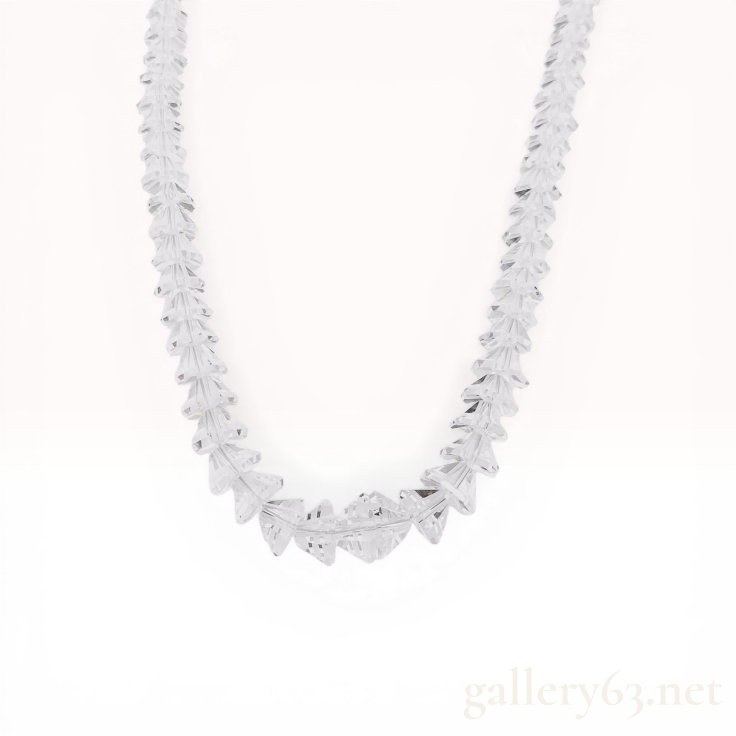 Vintage Graduated Faceted Crystal Bead Necklace with 925 Silver Clasp mid 20th c.