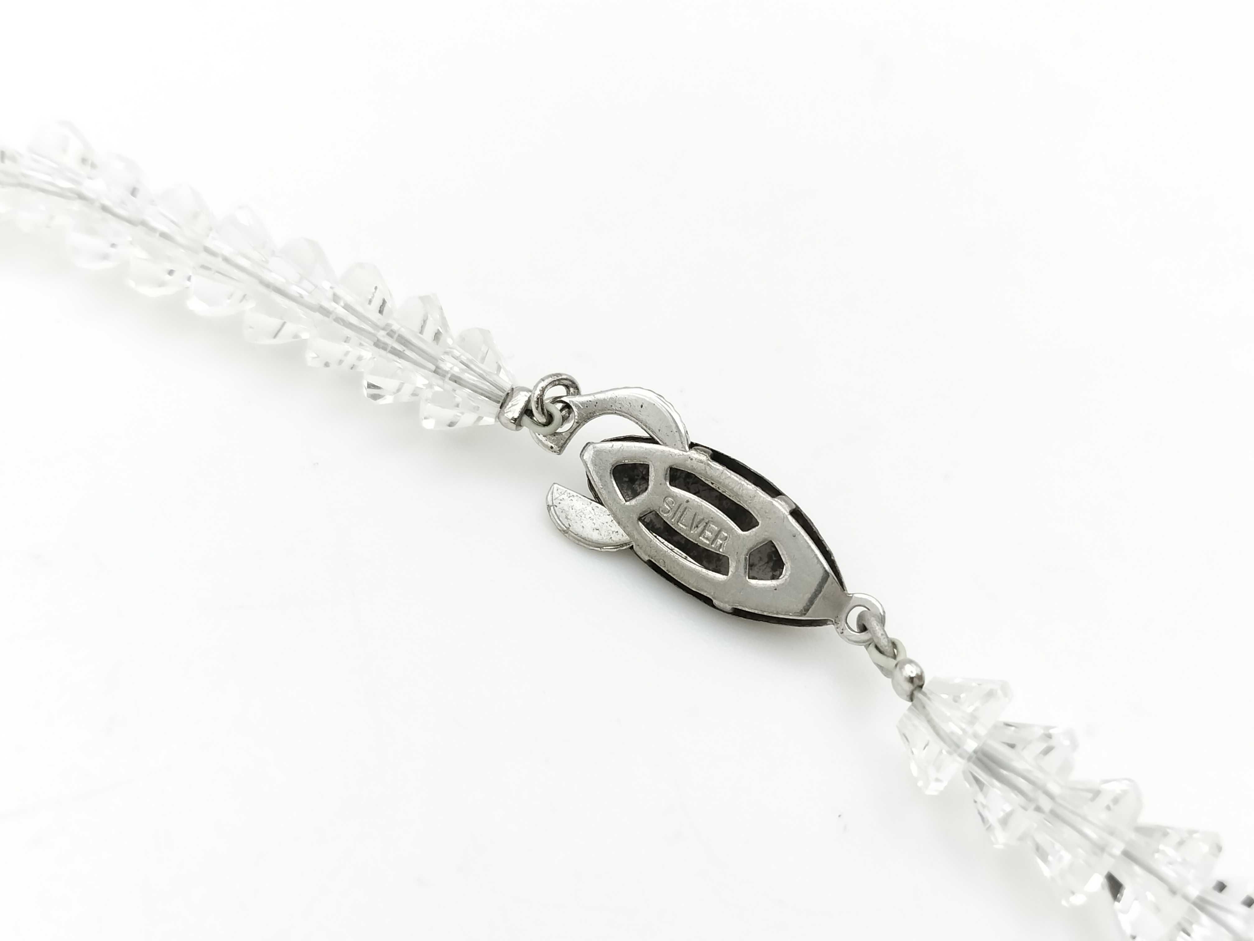 Vintage Graduated Faceted Crystal Bead Necklace with 925 Silver Clasp mid 20th c.