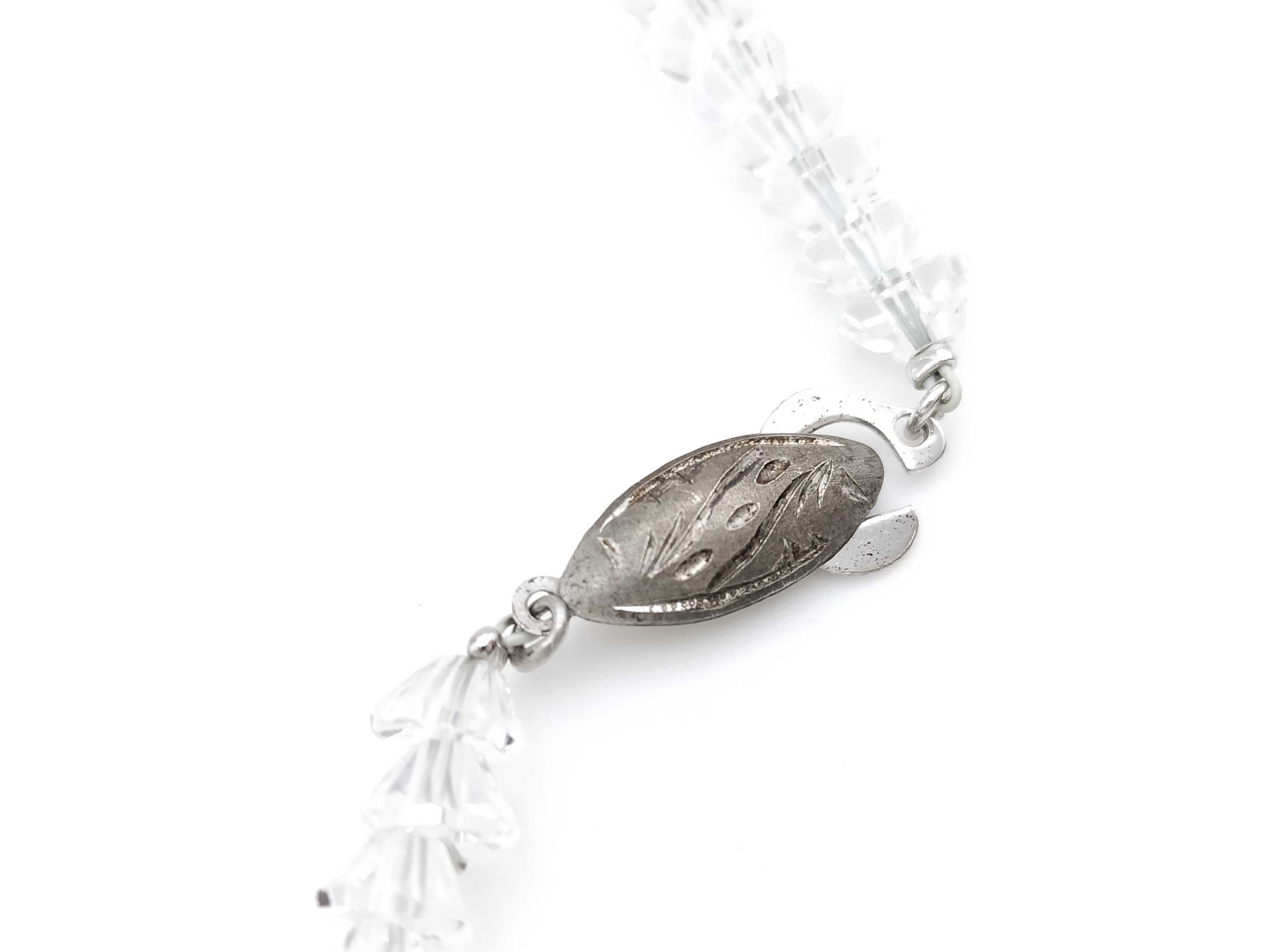 Vintage Graduated Faceted Crystal Bead Necklace with 925 Silver Clasp mid 20th c.