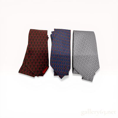 Three Designer Silk Neckties including Celine Paris and Ermenegildo Zegna. Three designer silk 