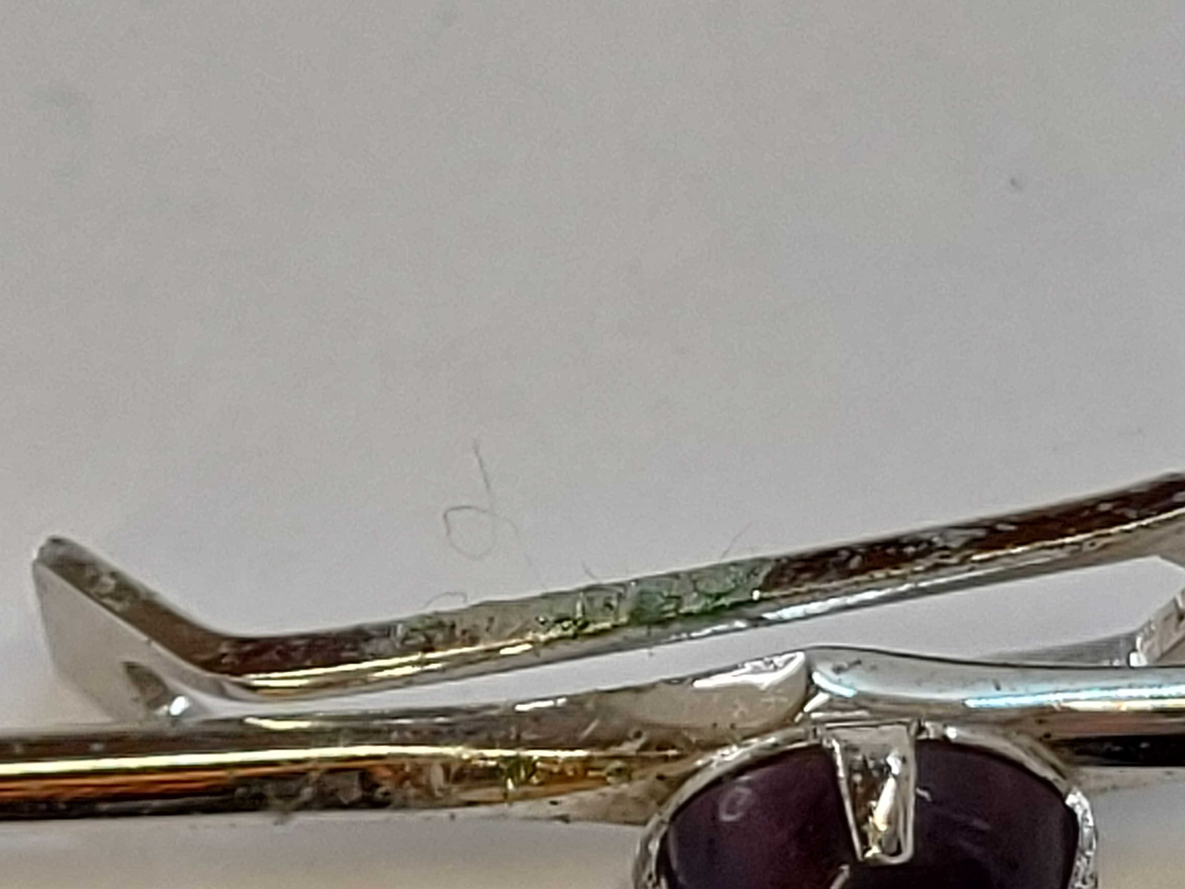 Modernist Silver and Amethyst Cabochon Tie Clip