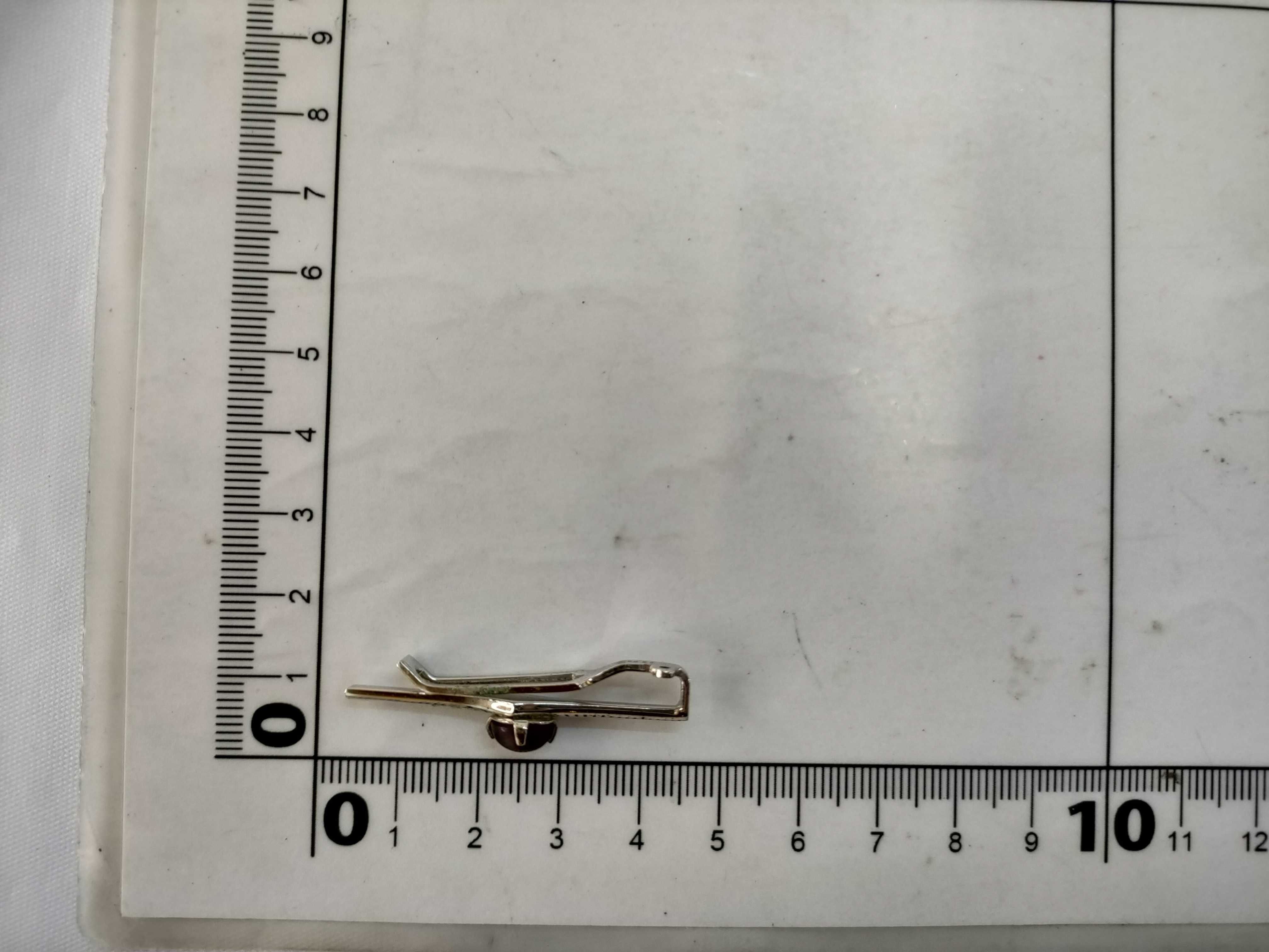 Modernist Silver and Amethyst Cabochon Tie Clip