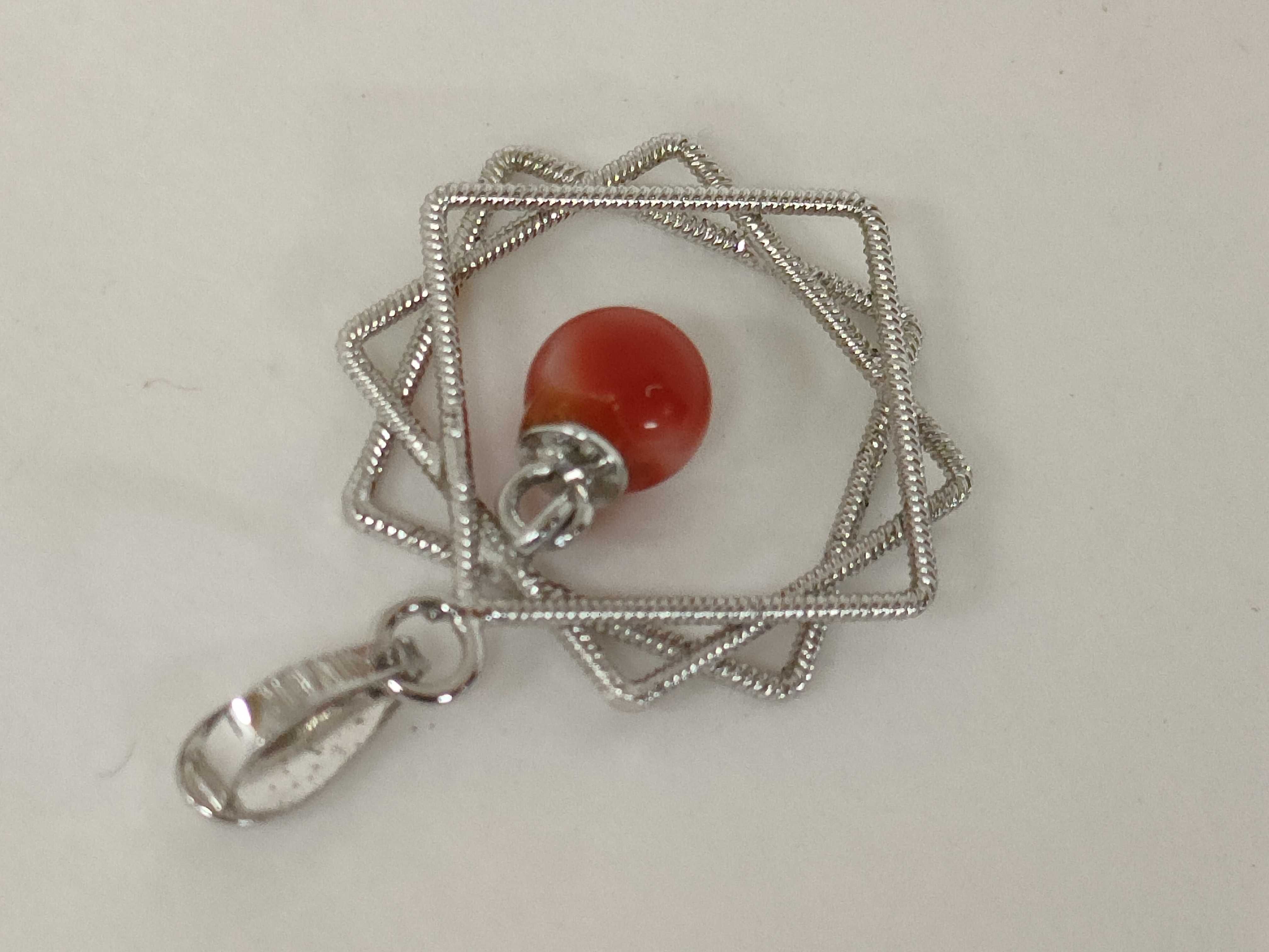 Silver and Antique Red Coral Geometric Star Pendant Top