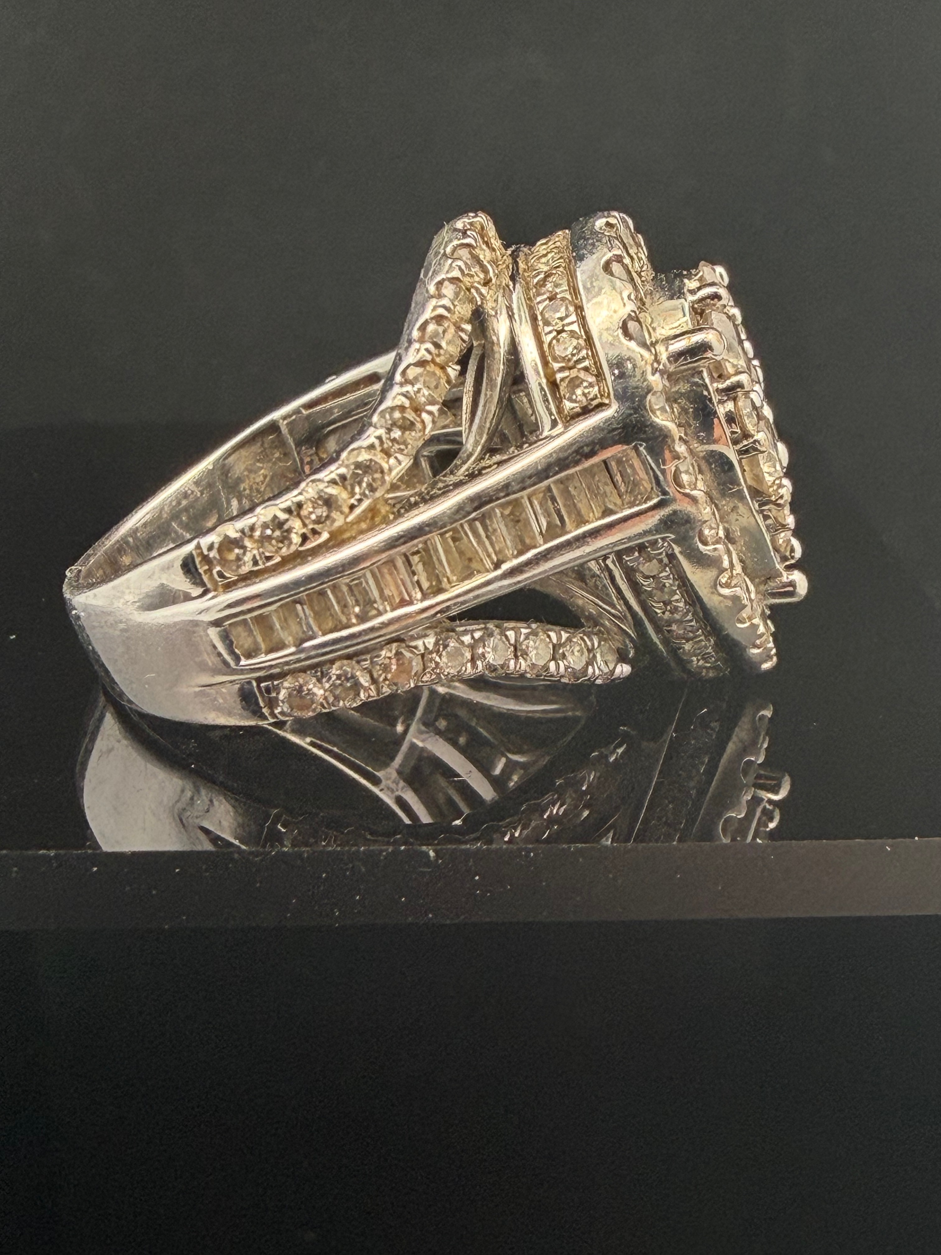 2.00ctw Natural Diamond 10K White Gold Pear Shaped Cluster Ring