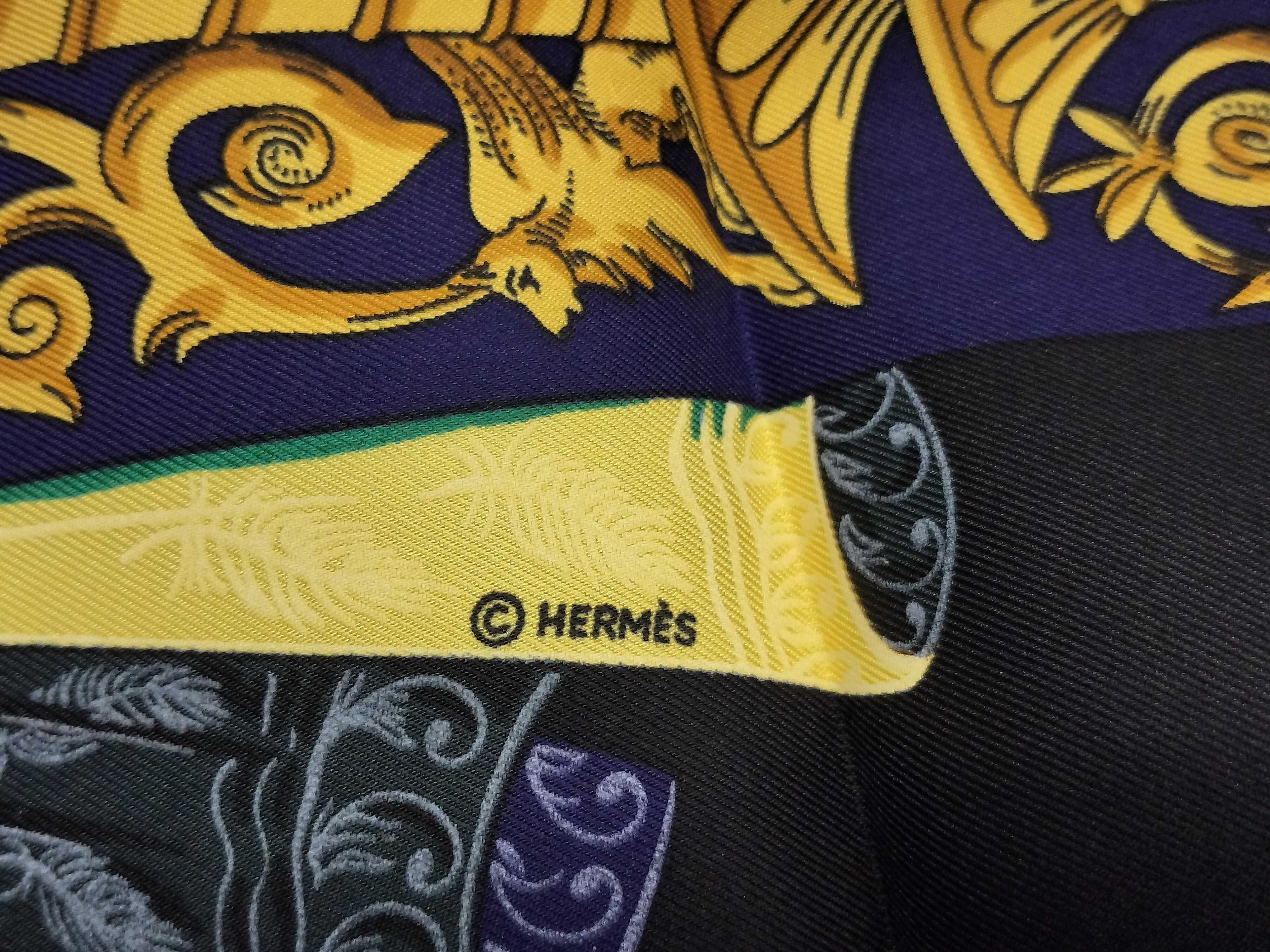 Vintage Hermes L'Atlantide Silk Carre 90 with Folder