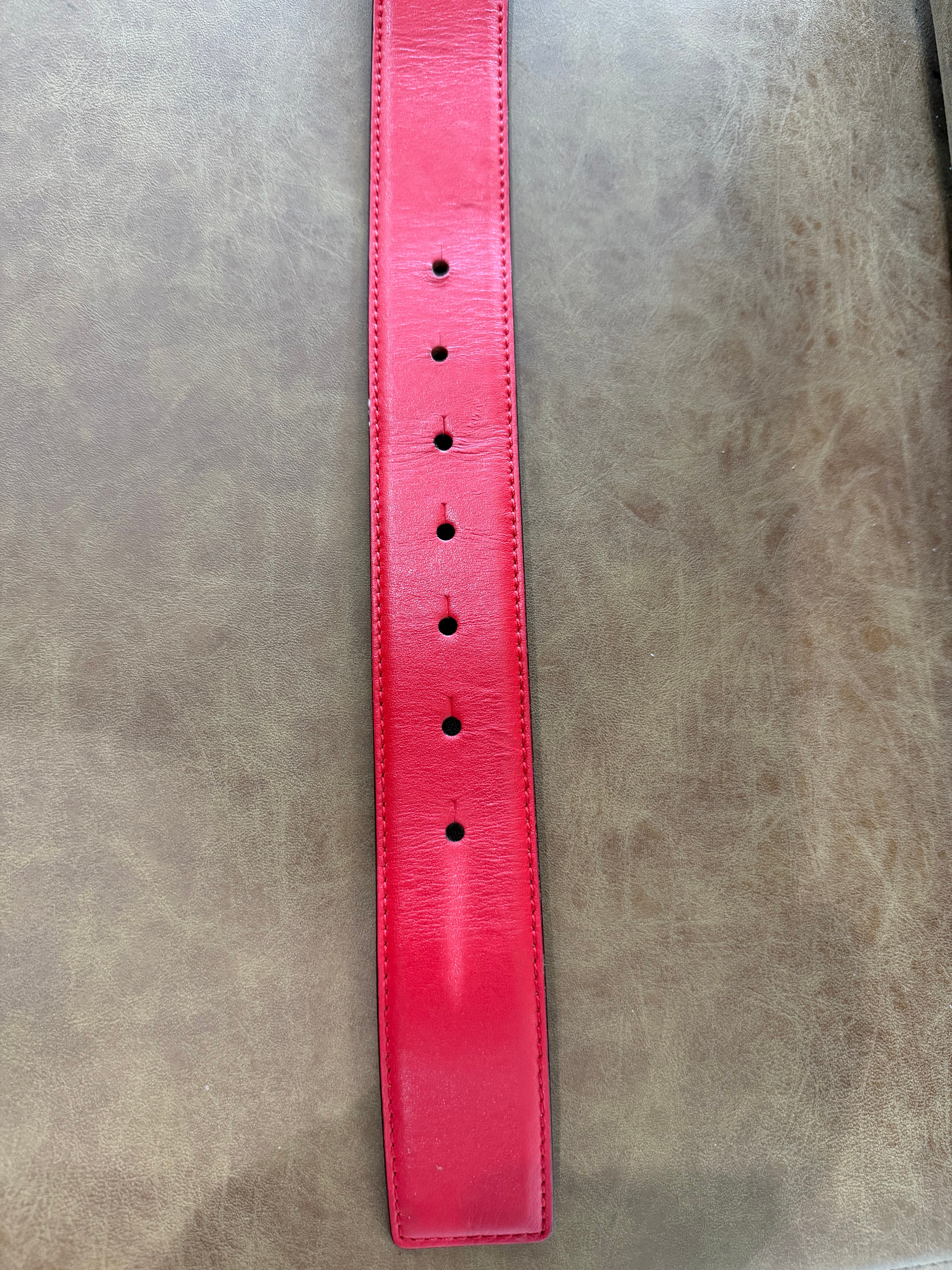 Versace Red Leather Medusa Buckle Belt Size 95/38