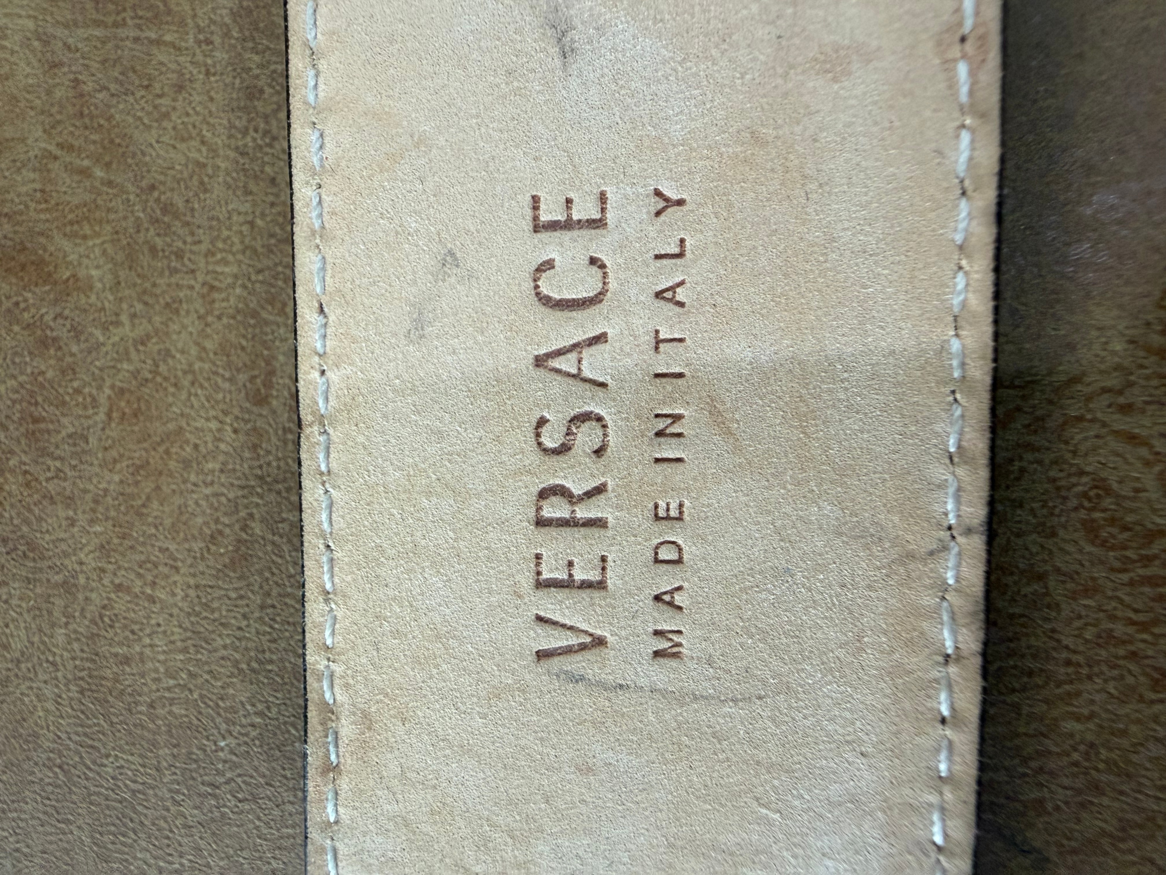 Versace Red Leather Medusa Buckle Belt Size 95/38