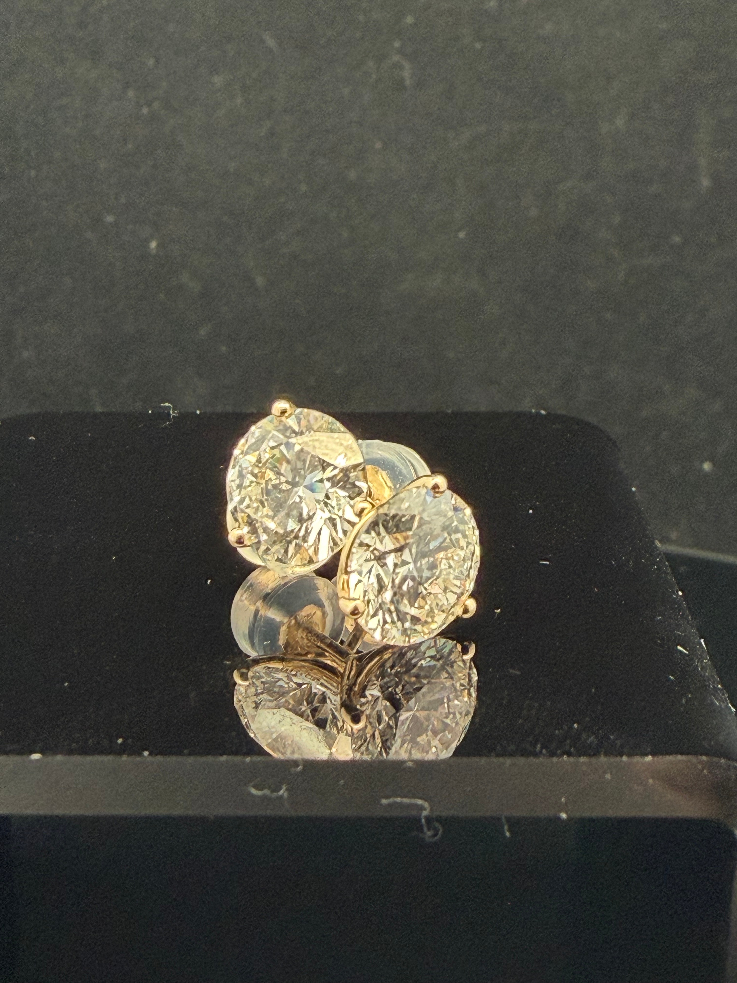 14K Gold and 4.00ctw Lab-Grown Diamond Martini Stud Earrings with Card