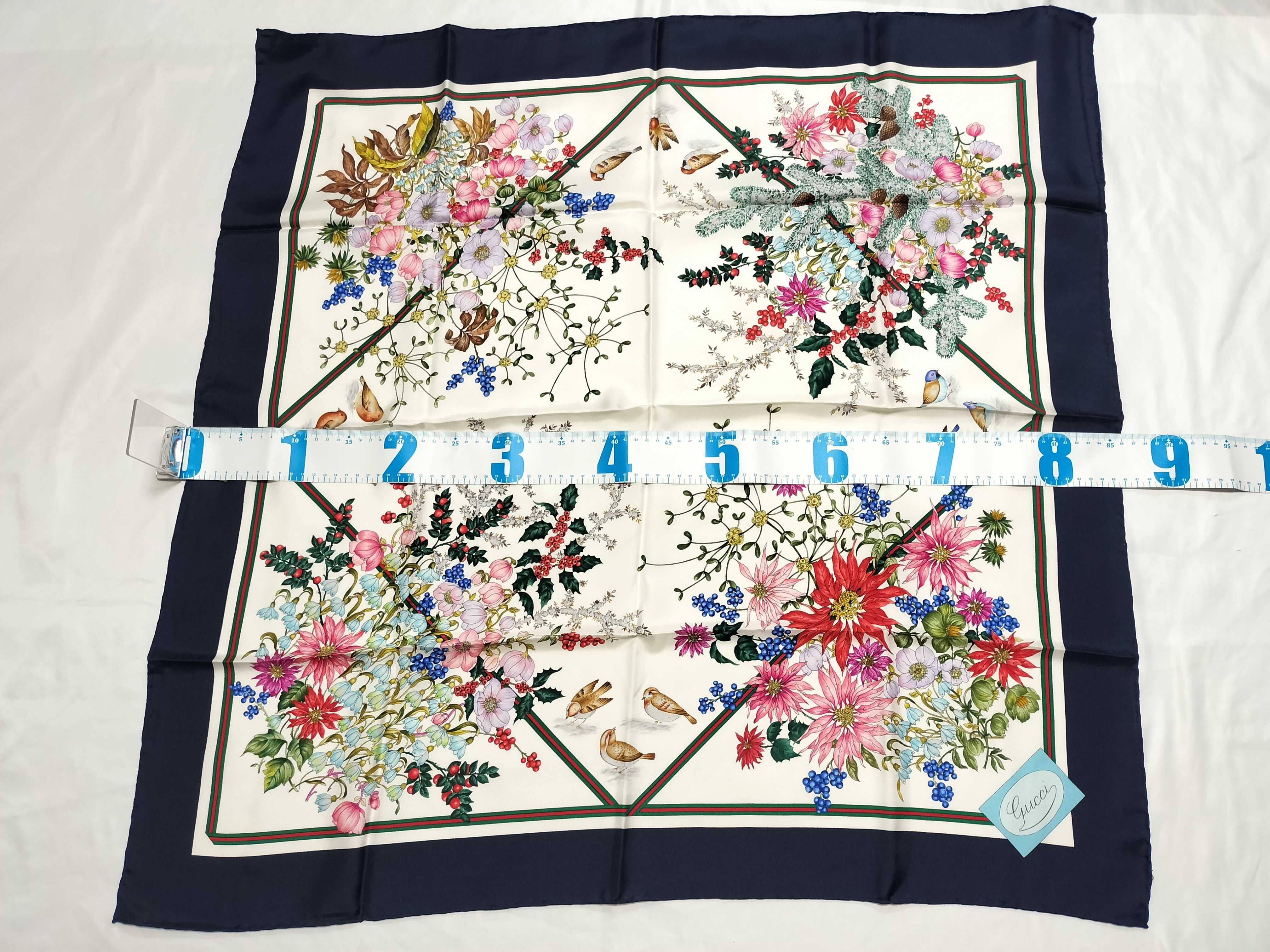 Vintage Gucci Winter Flora Silk Scarf 90cm