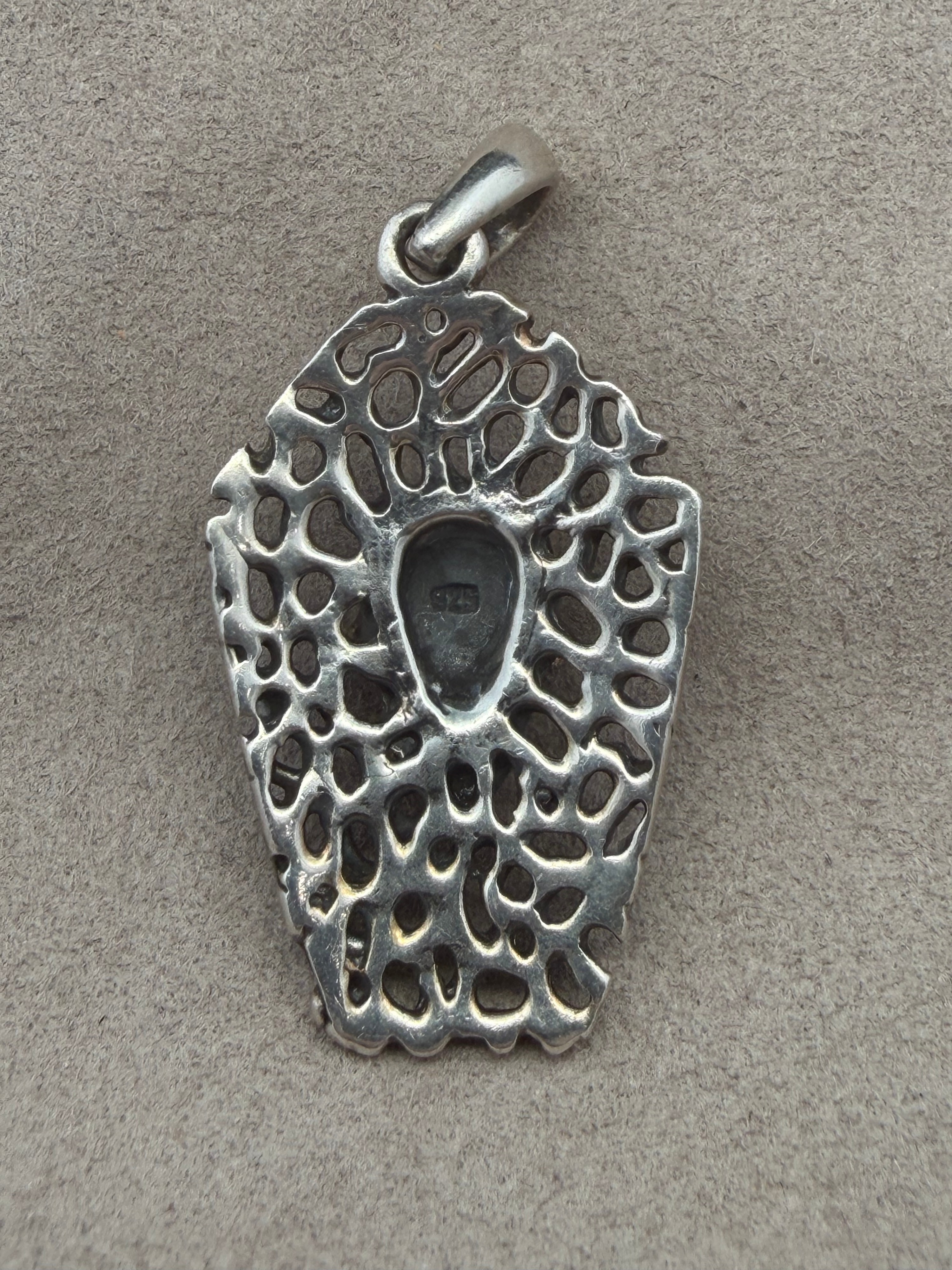 Sterling Silver Skull Openwork Shield Pendant
