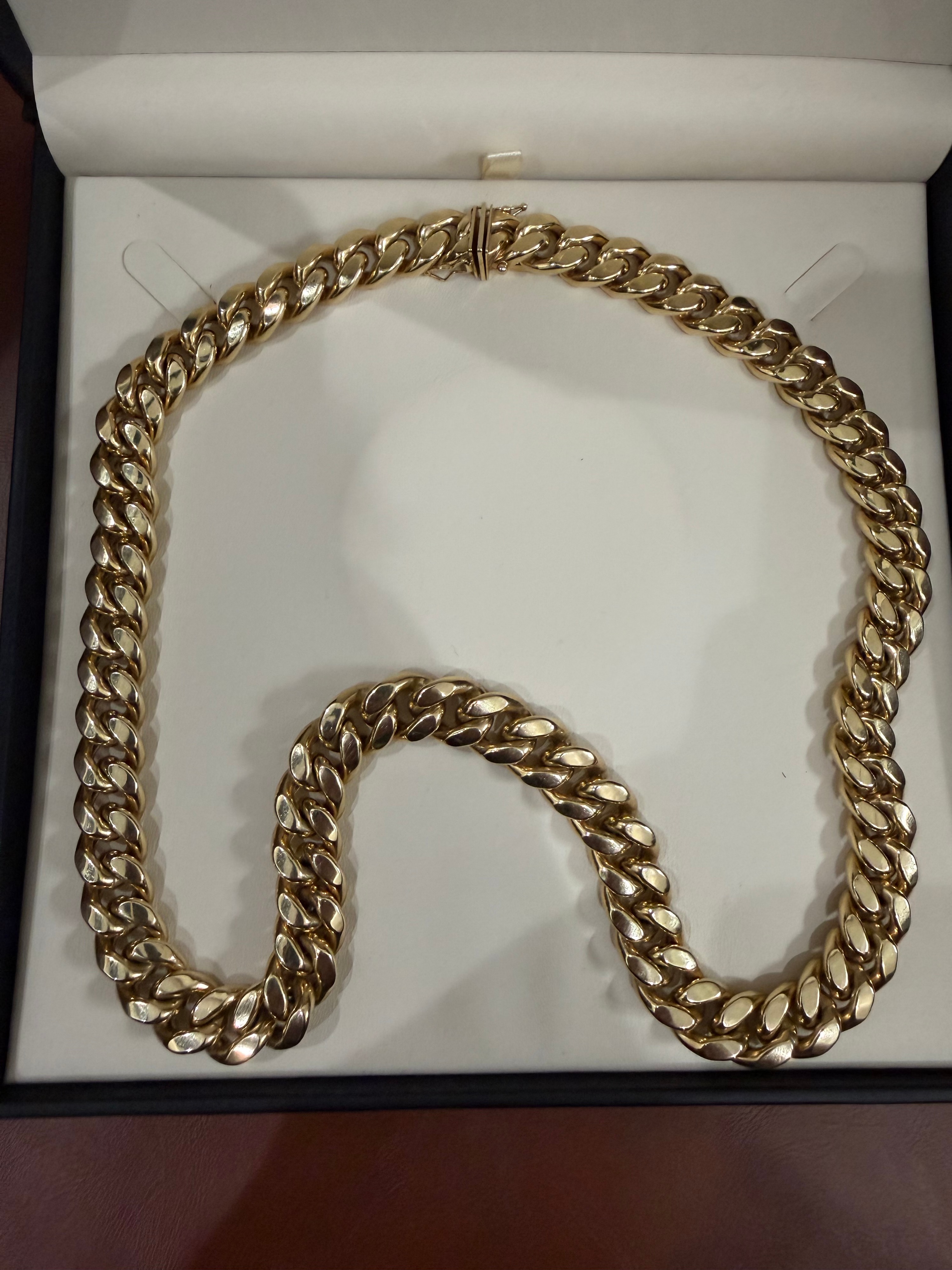 10K Yellow Gold Cuban Link Chain Necklace with Box