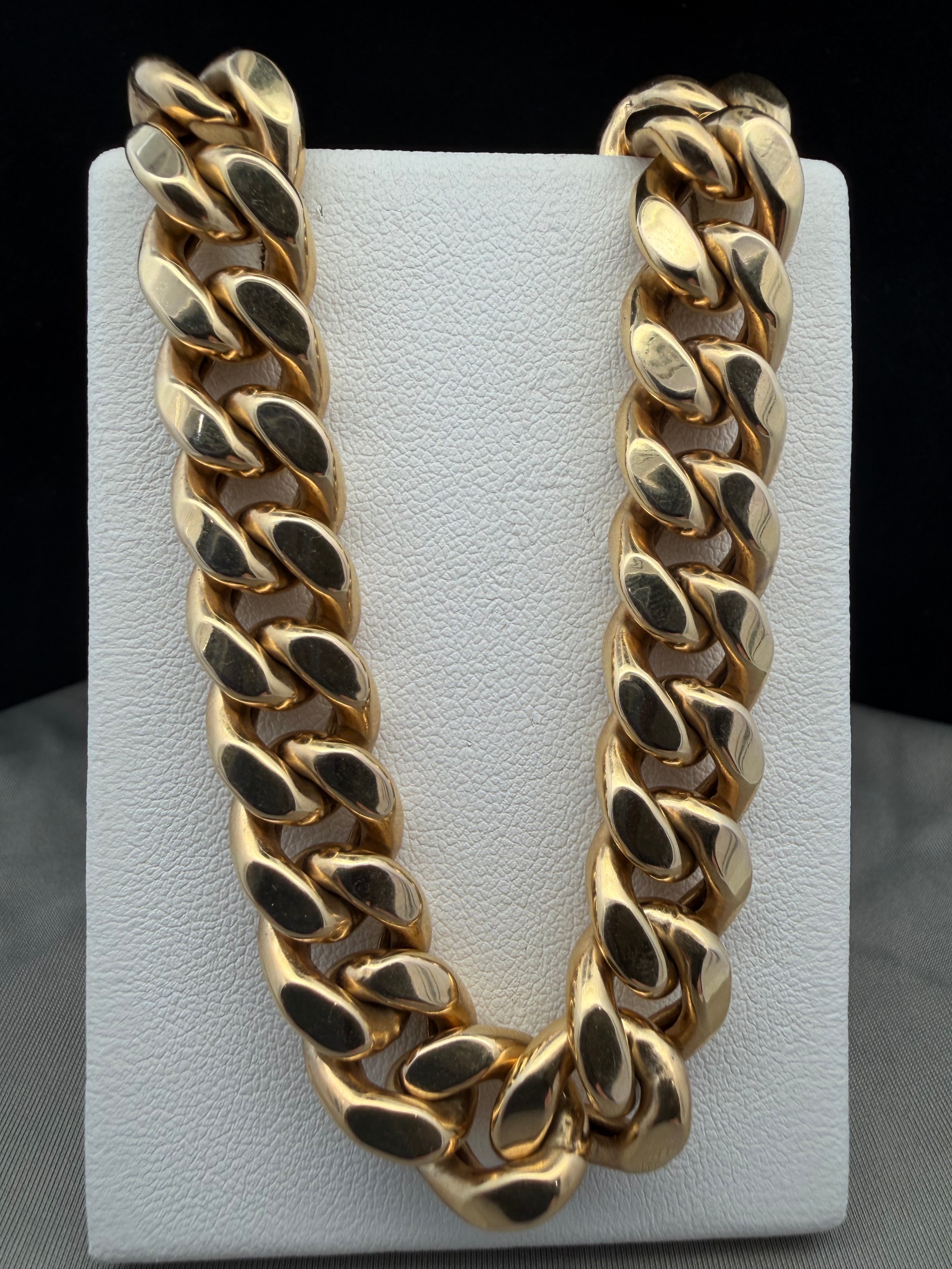 10K Yellow Gold Cuban Link Chain Necklace with Box
