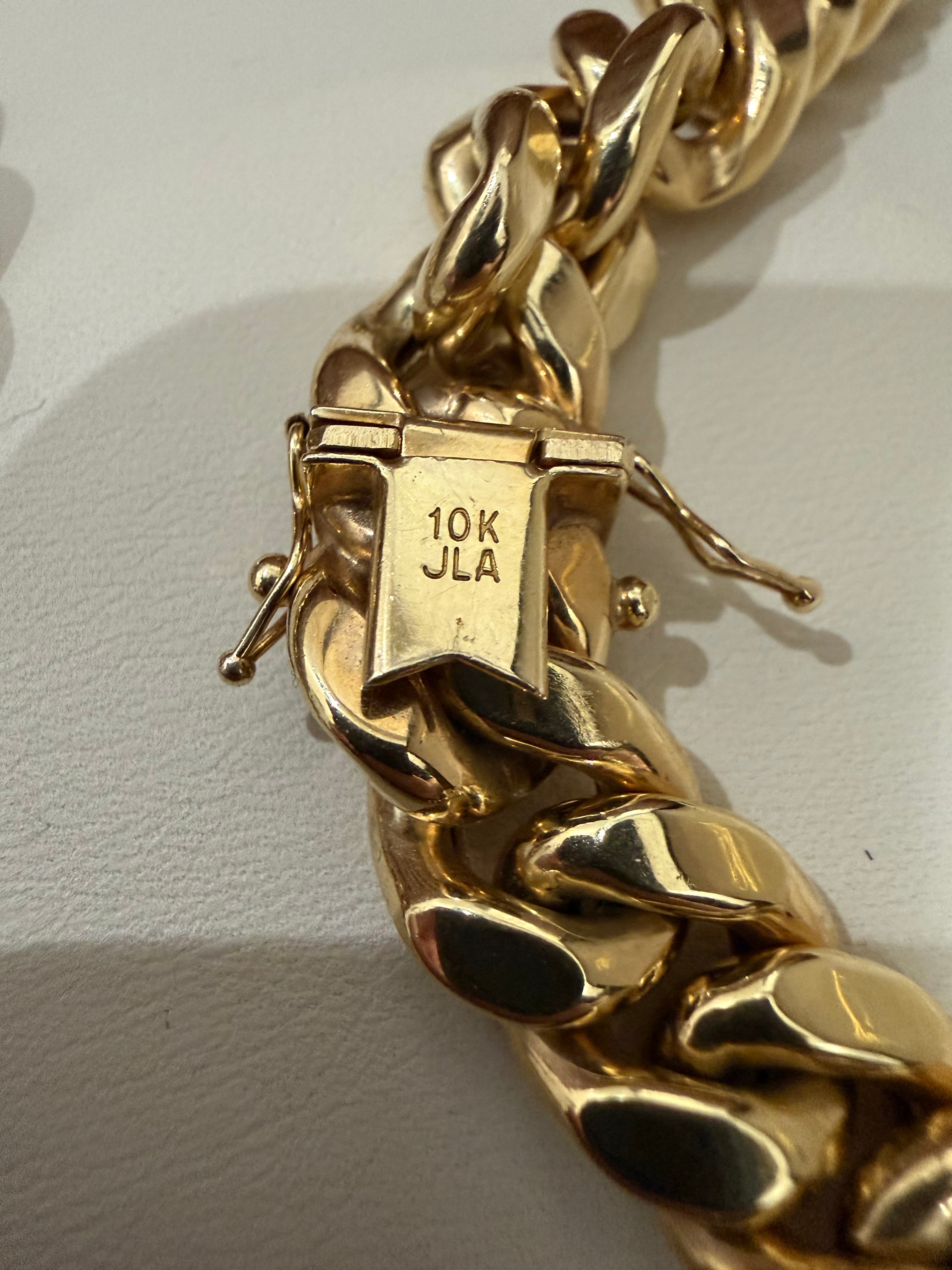 10K Yellow Gold Cuban Link Chain Necklace with Box
