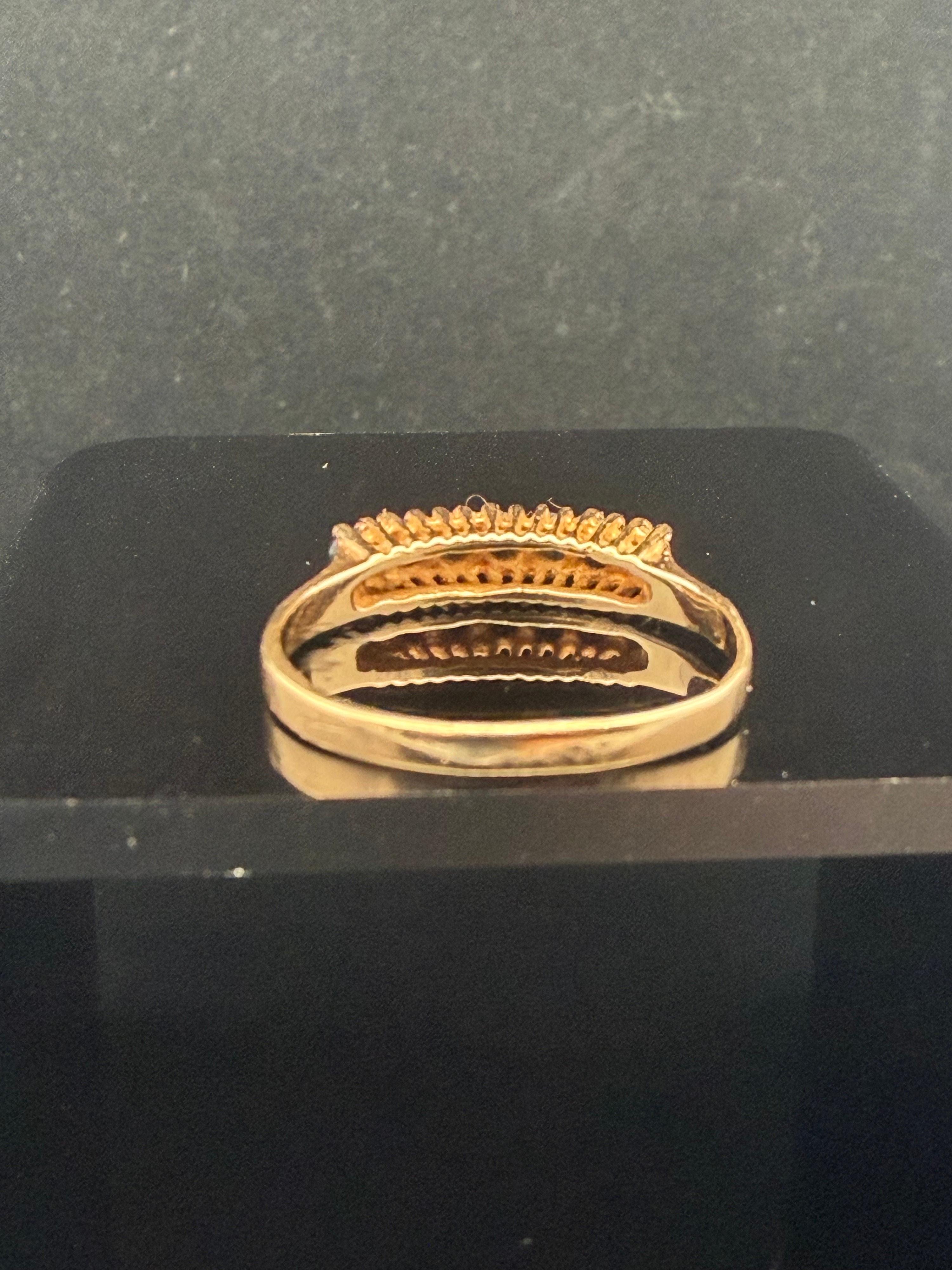 Vintage 14K Yellow Gold and Sapphire Linear Seven Stone Bridge Ring