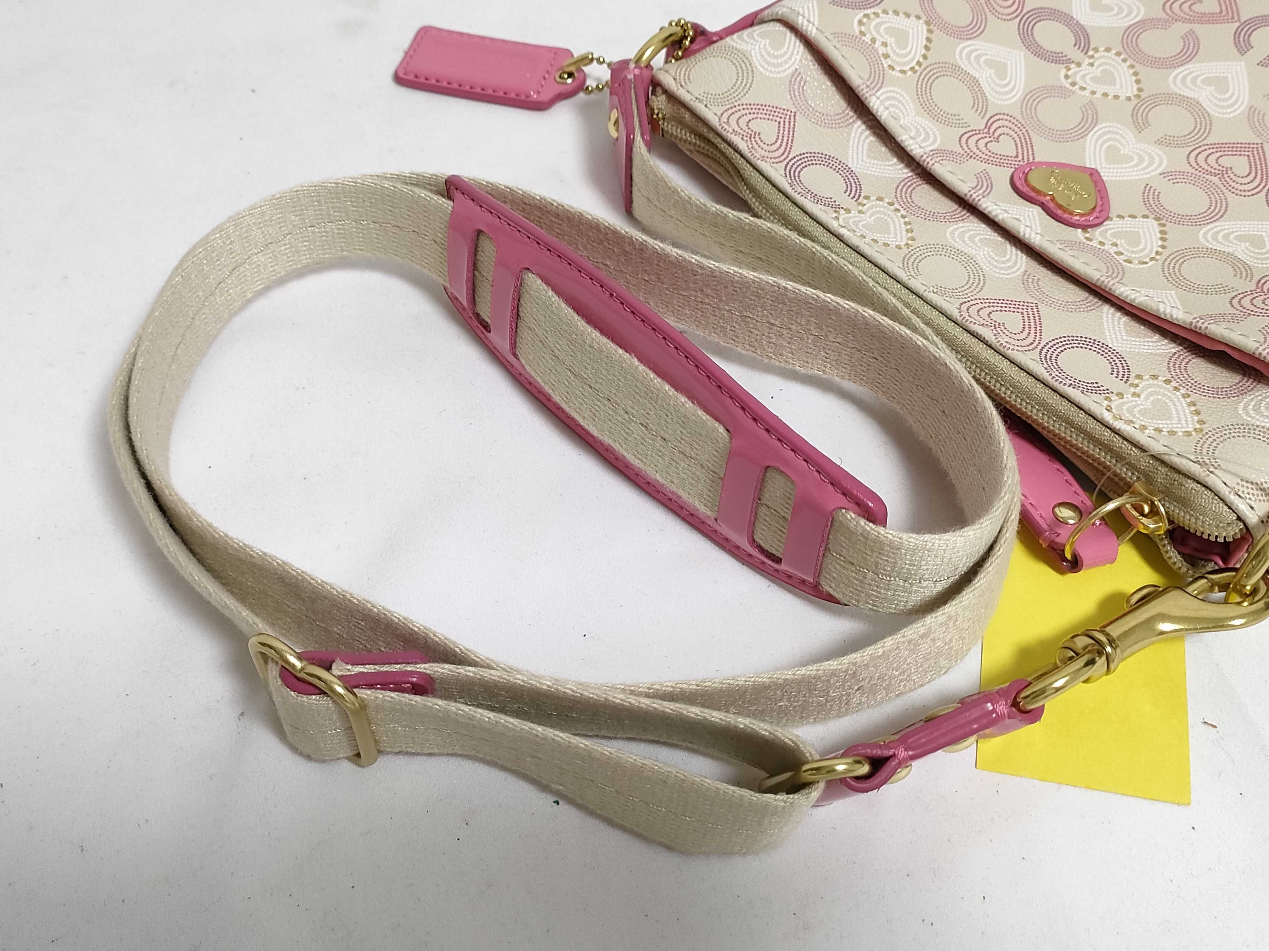 Coach Signature Heart Pattern Coated Canvas Swingpack Crossbody Bag