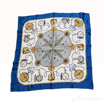 Rolex Pocket Watch Motif Silk Scarf 90 cm. This Rolex silk scarf features a horological theme 