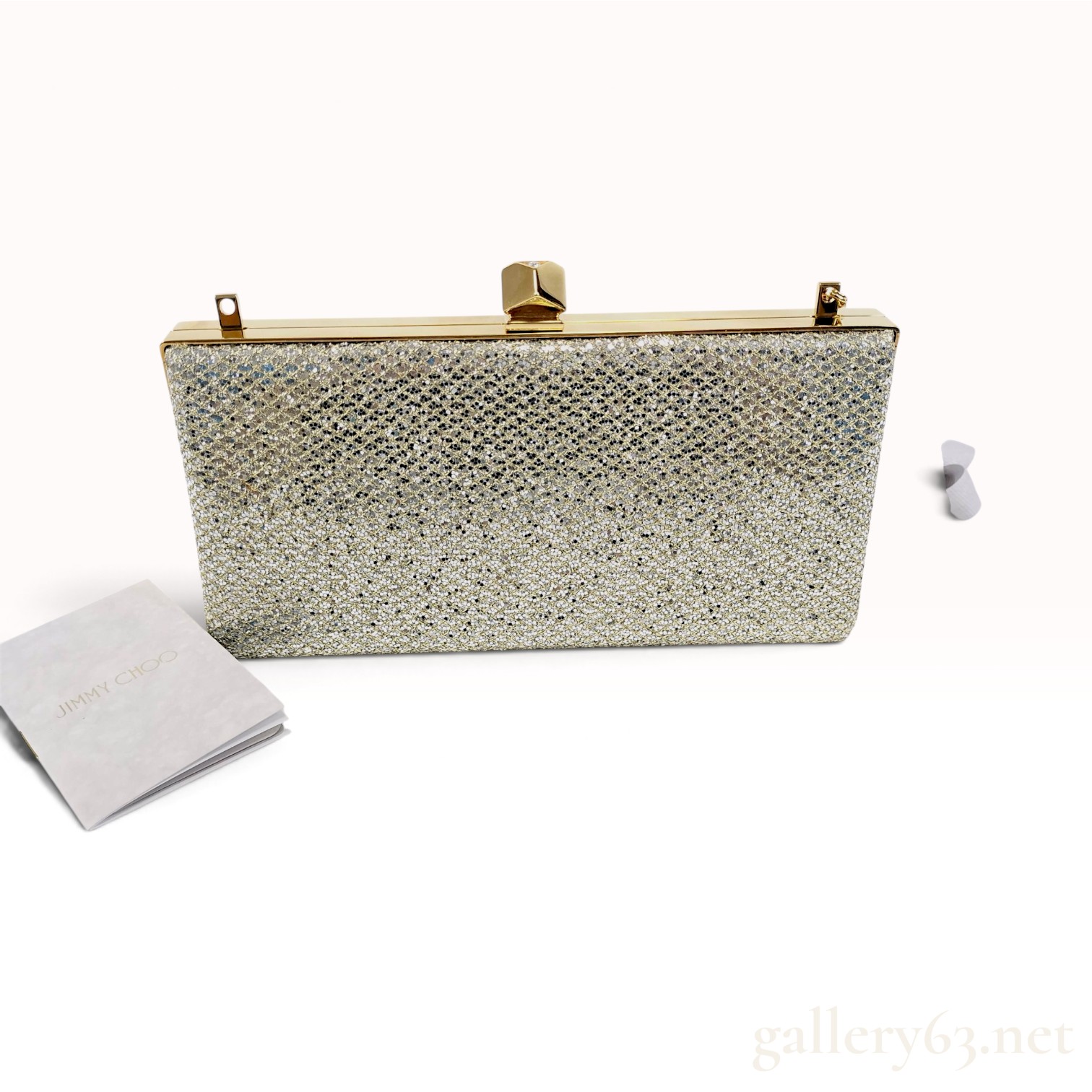 Jimmy Choo Celeste Champagne Coarse Glitter Clutch