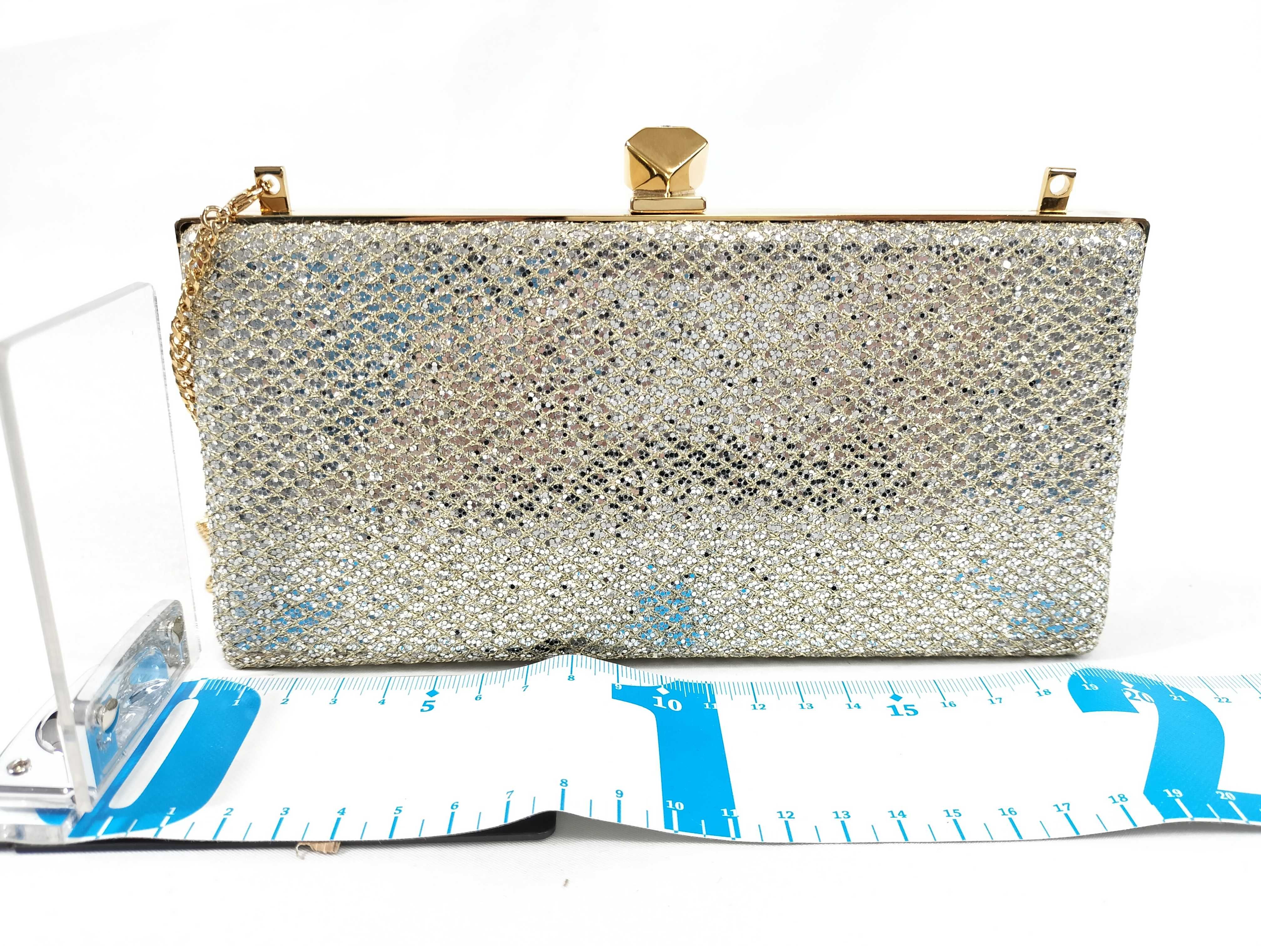Jimmy Choo Celeste Champagne Coarse Glitter Clutch