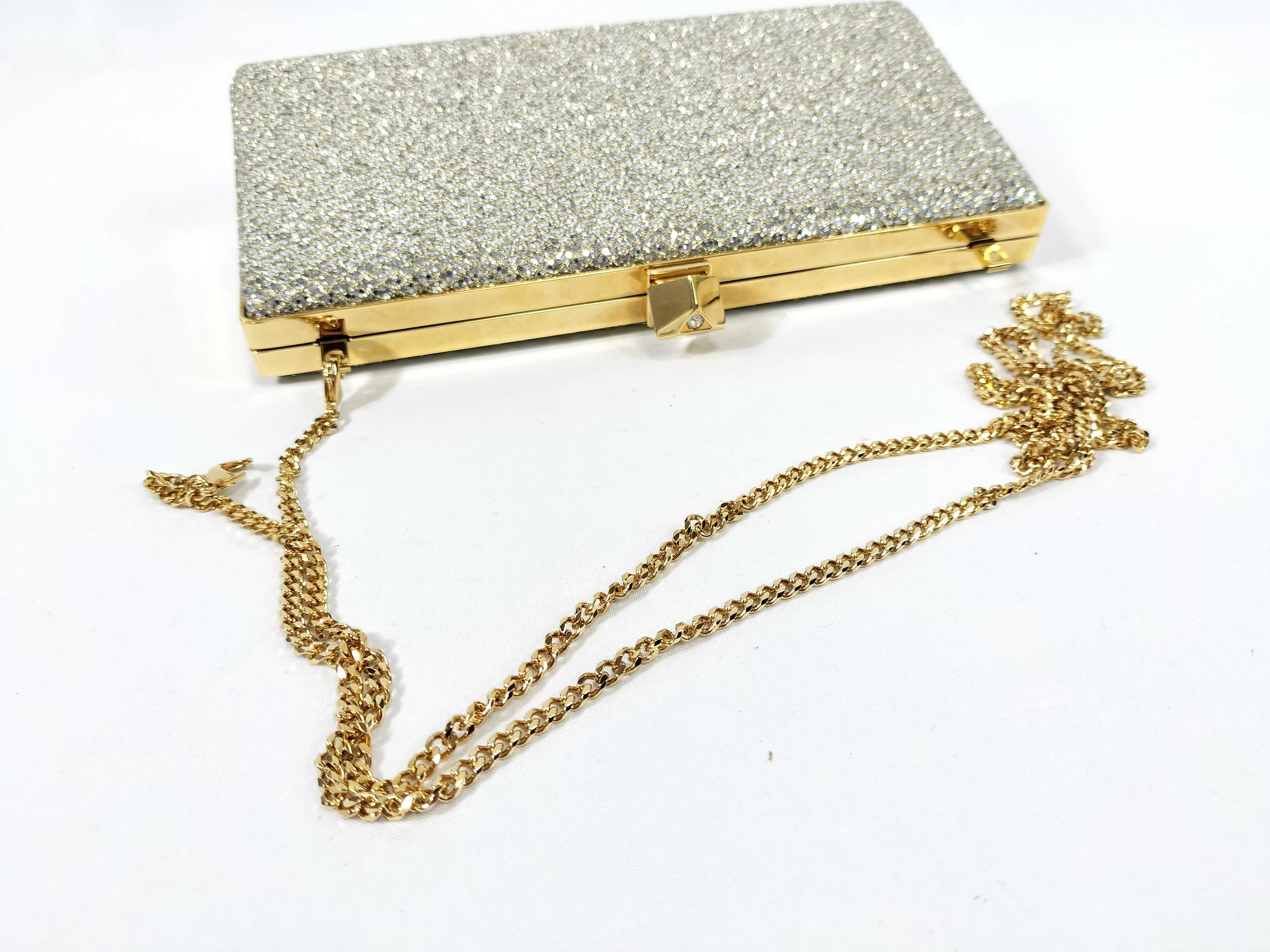 Jimmy Choo Celeste Champagne Coarse Glitter Clutch