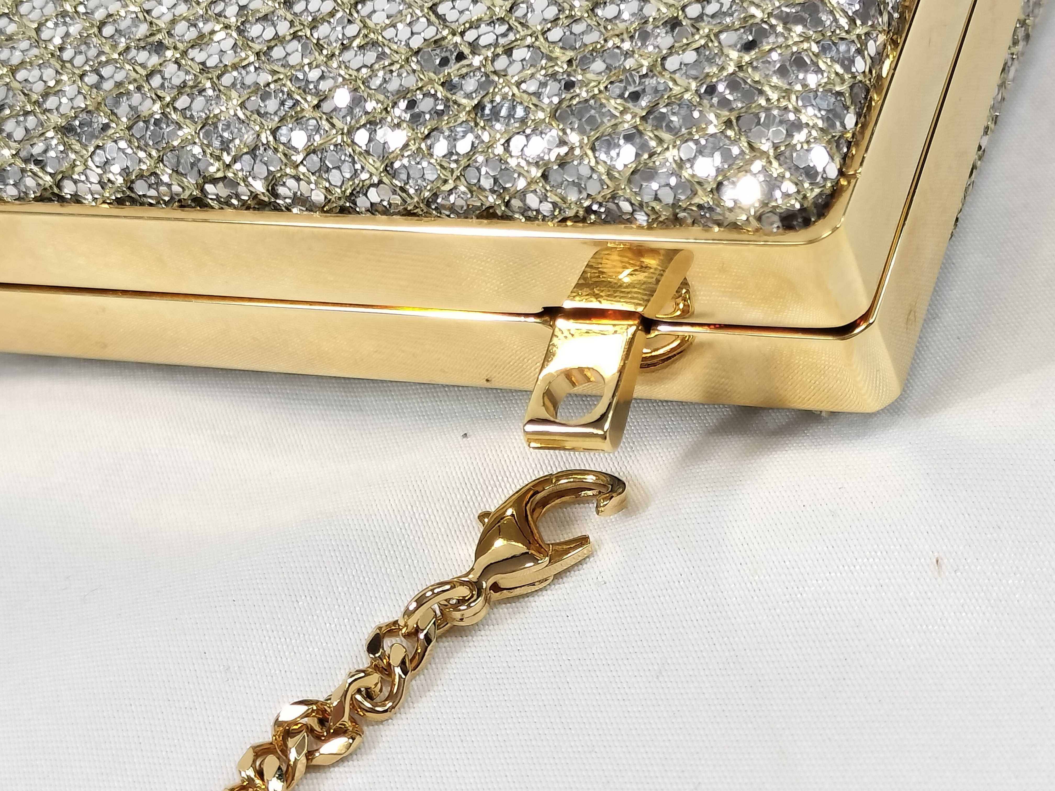 Jimmy Choo Celeste Champagne Coarse Glitter Clutch
