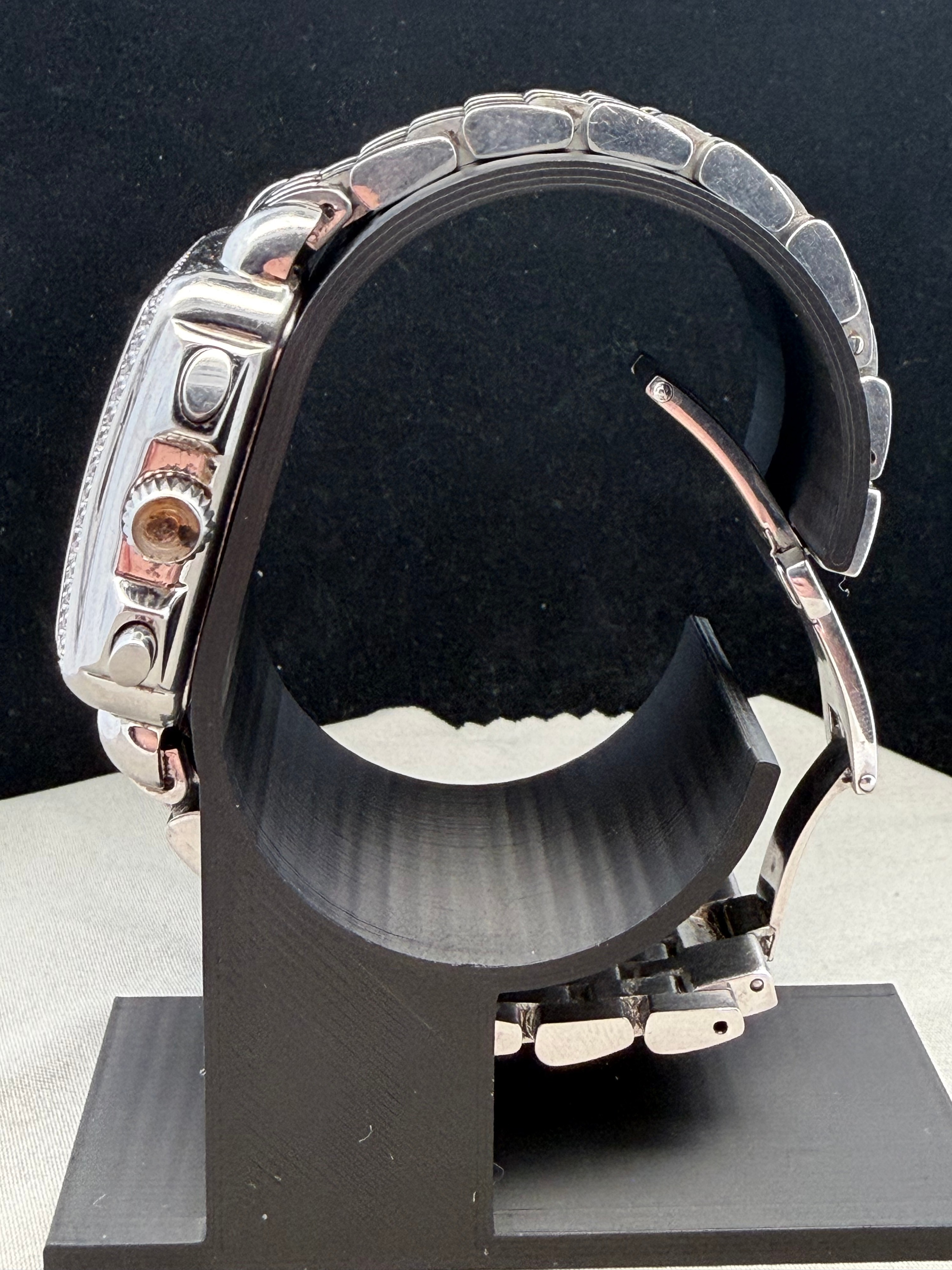Michele Deco Stainless Steel and Diamond Chronograph Wristwatch