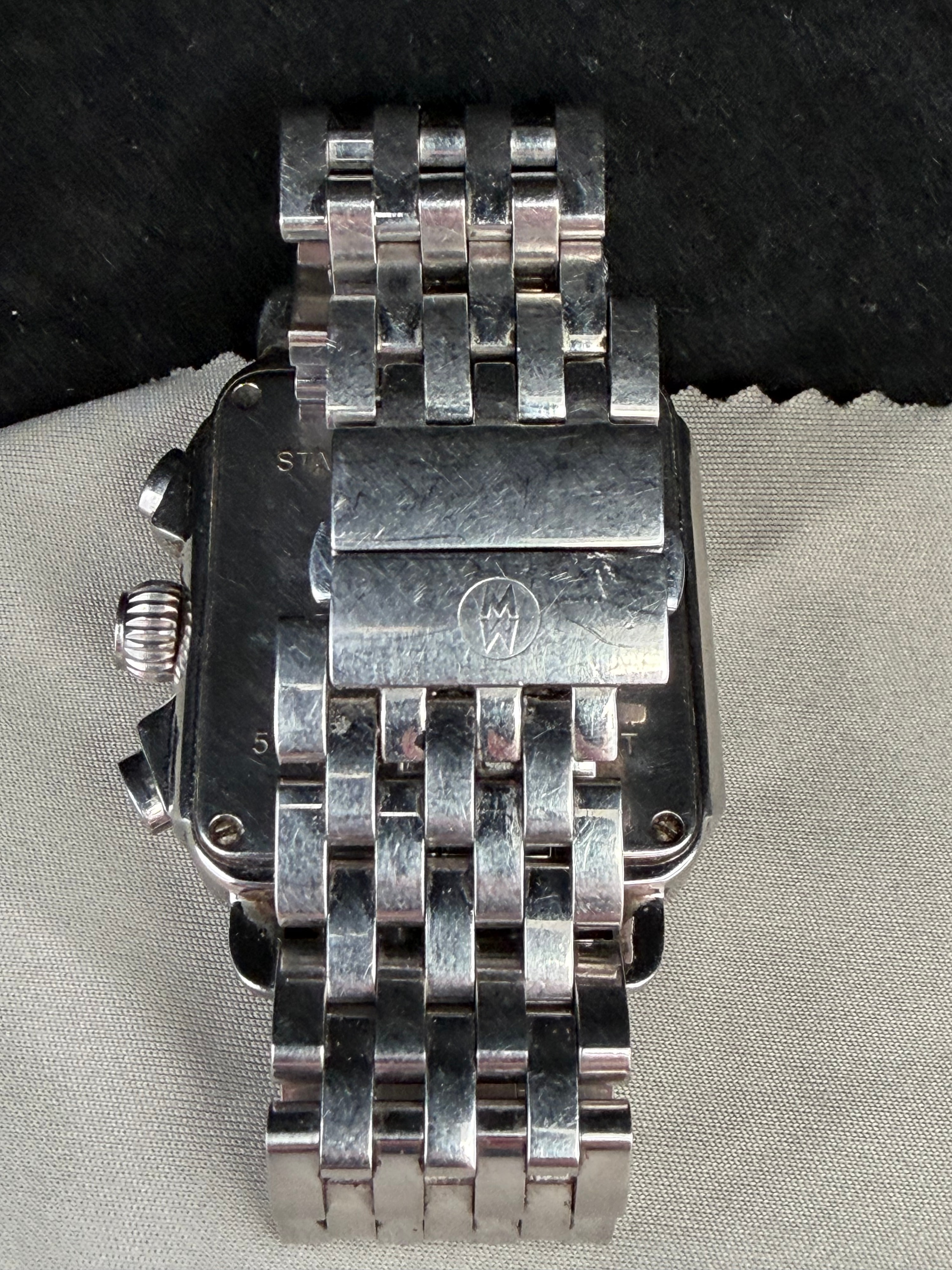 Michele Deco Stainless Steel and Diamond Chronograph Wristwatch