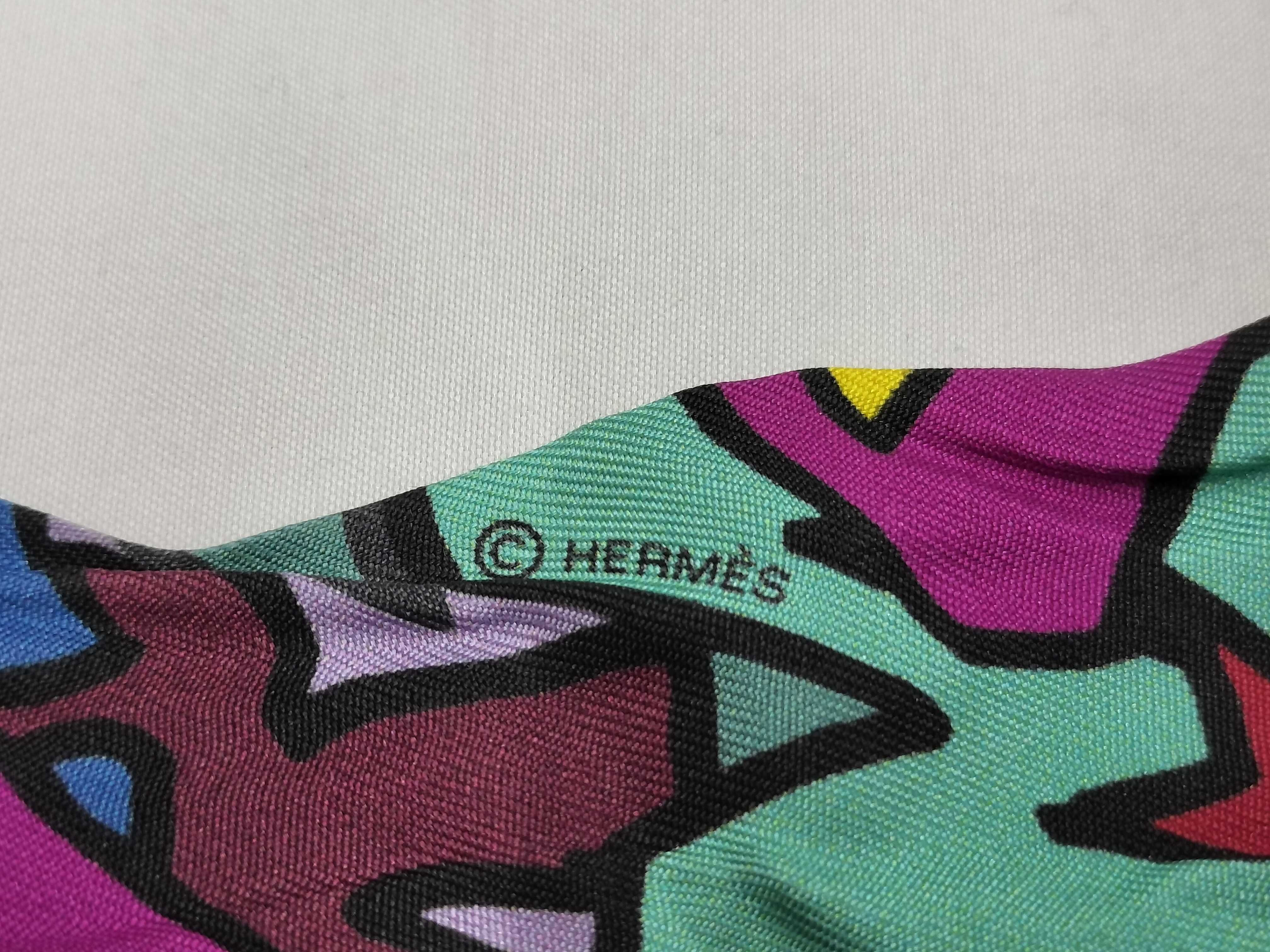 Hermes Graff Graffiti Multicolor Silk Twilly Scarf