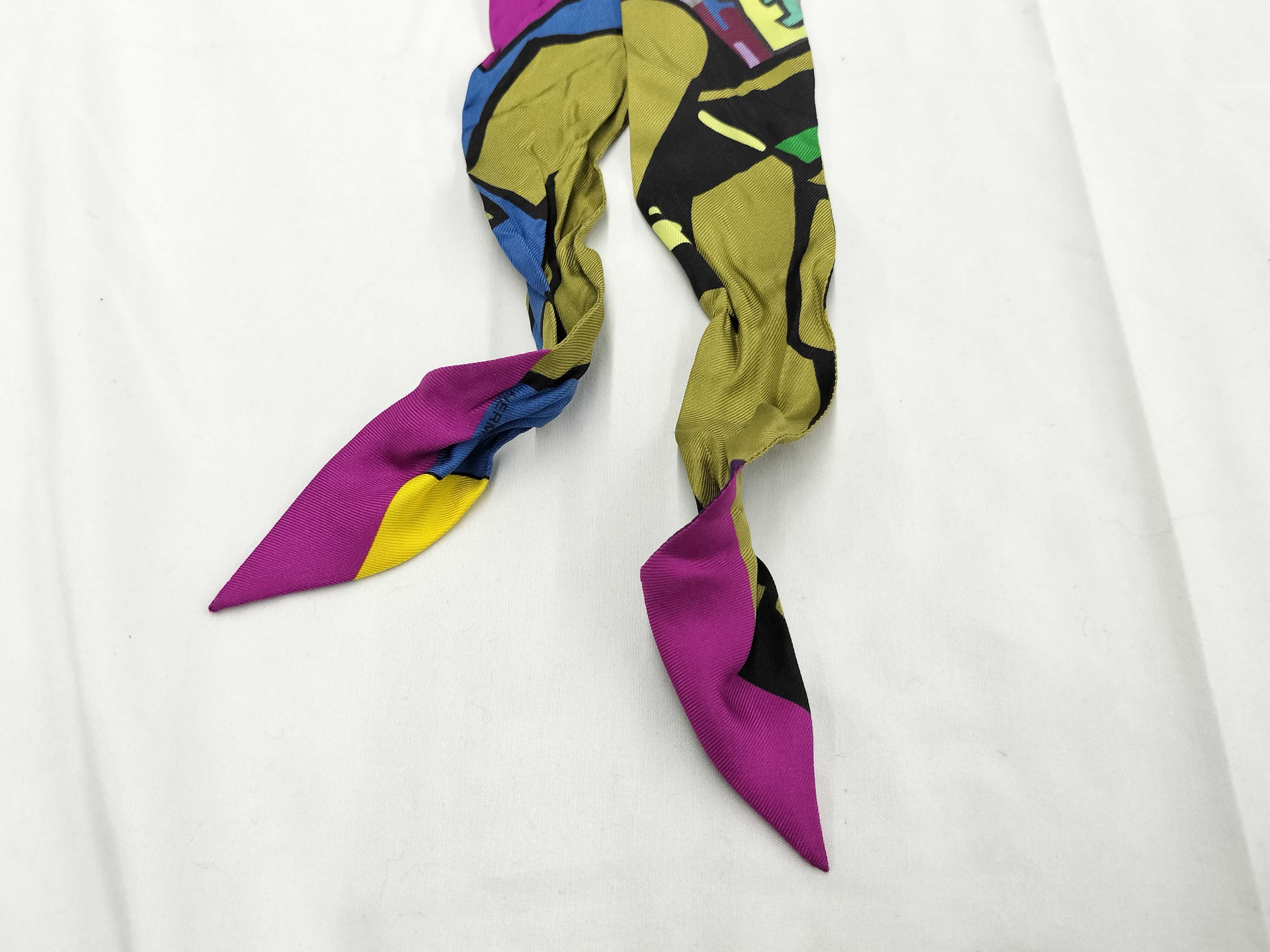 Hermes Graff Graffiti Multicolor Silk Twilly Scarf