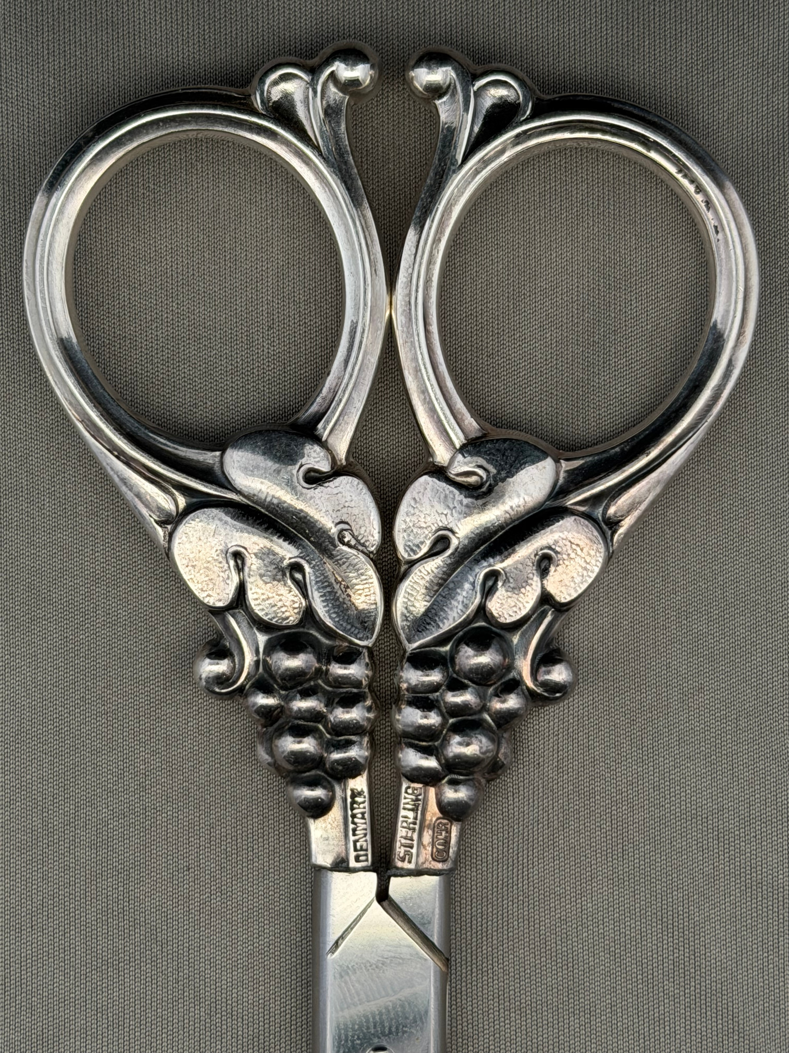 Vintage Cohr Denmark Sterling Silver Grape Pattern Grape Shears 72 grams