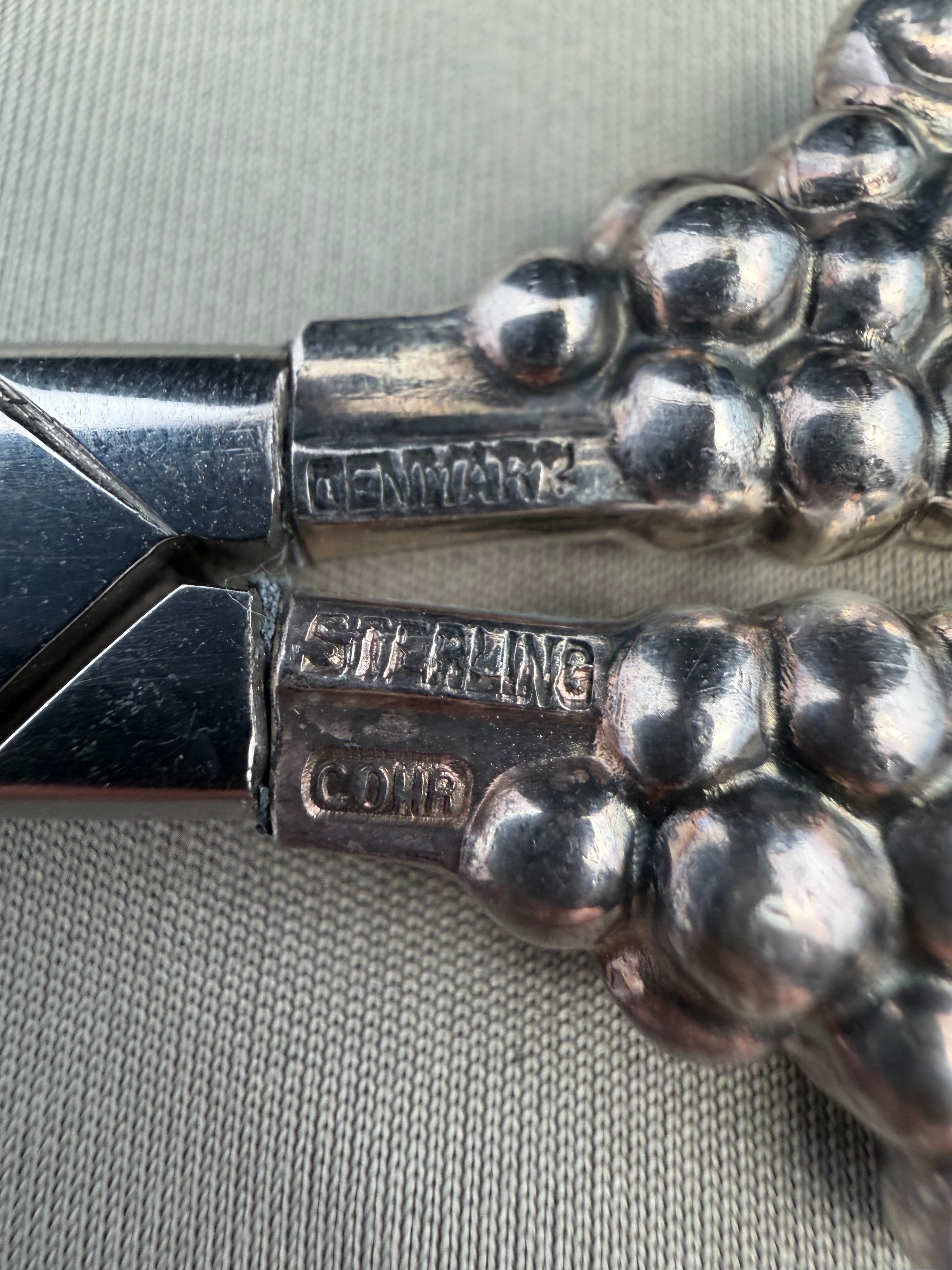 Vintage Cohr Denmark Sterling Silver Grape Pattern Grape Shears 72 grams