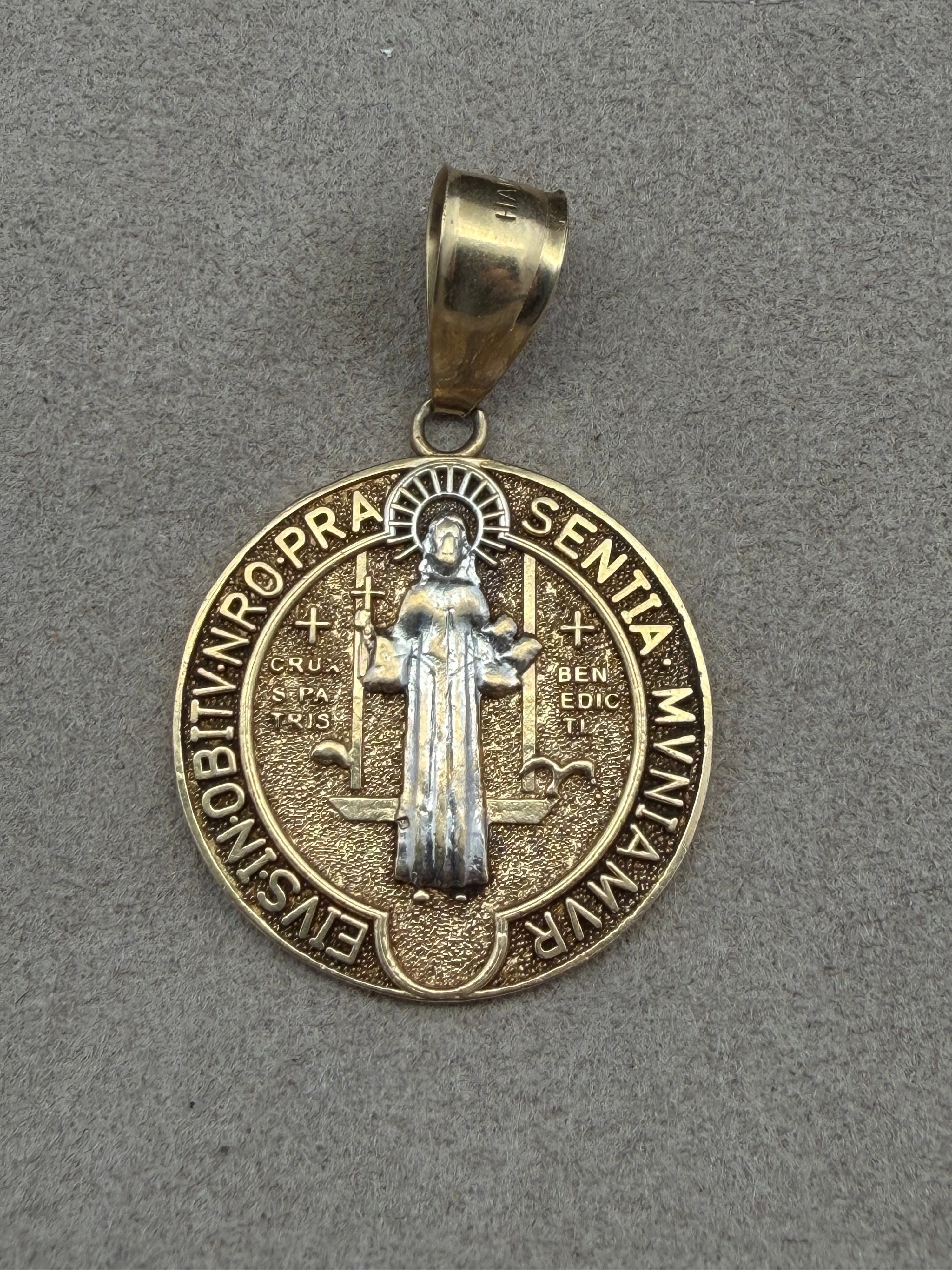 10K Yellow Gold Saint Benedict Medallion Pendant