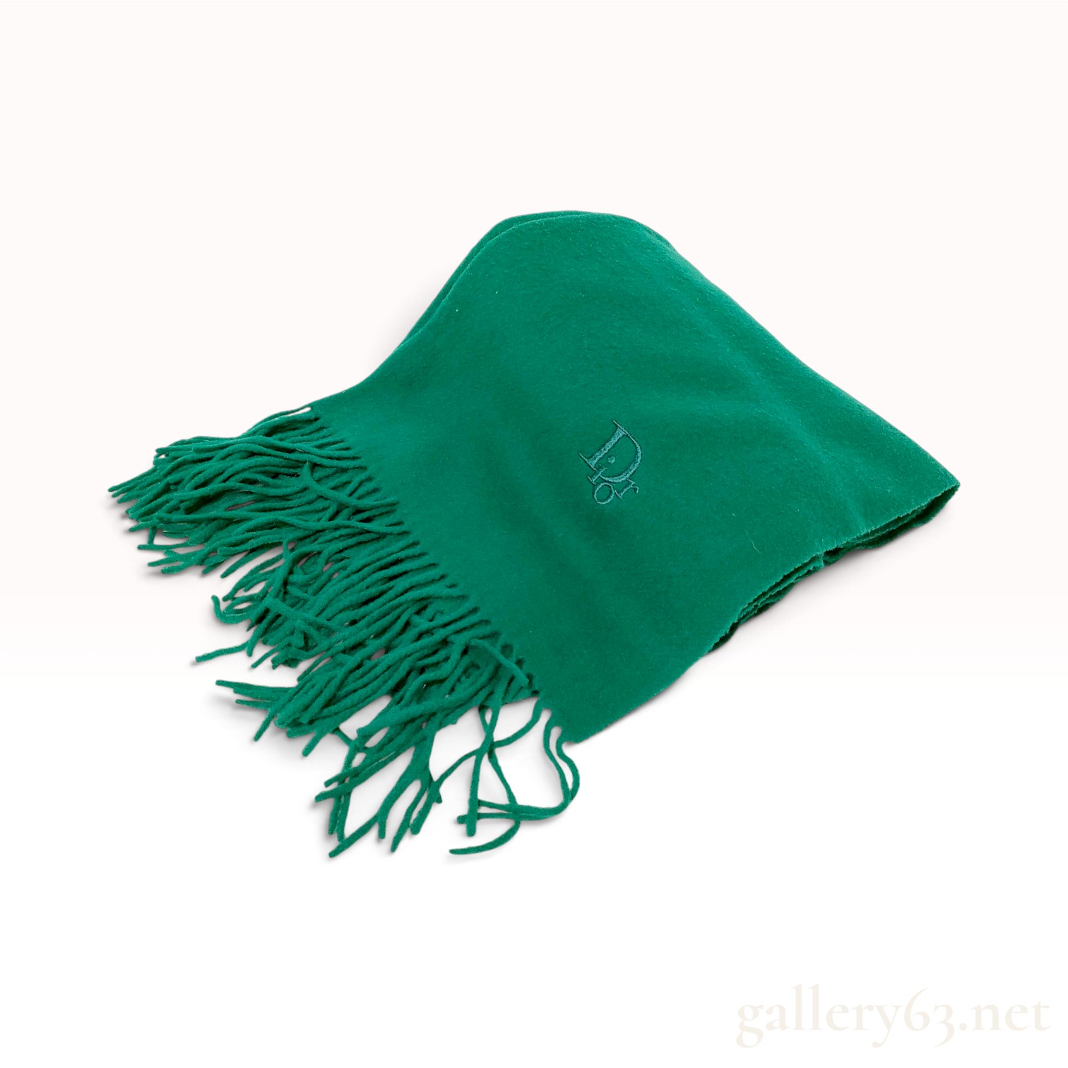 Christian Dior Forest Green Wool Scarf with Monogram