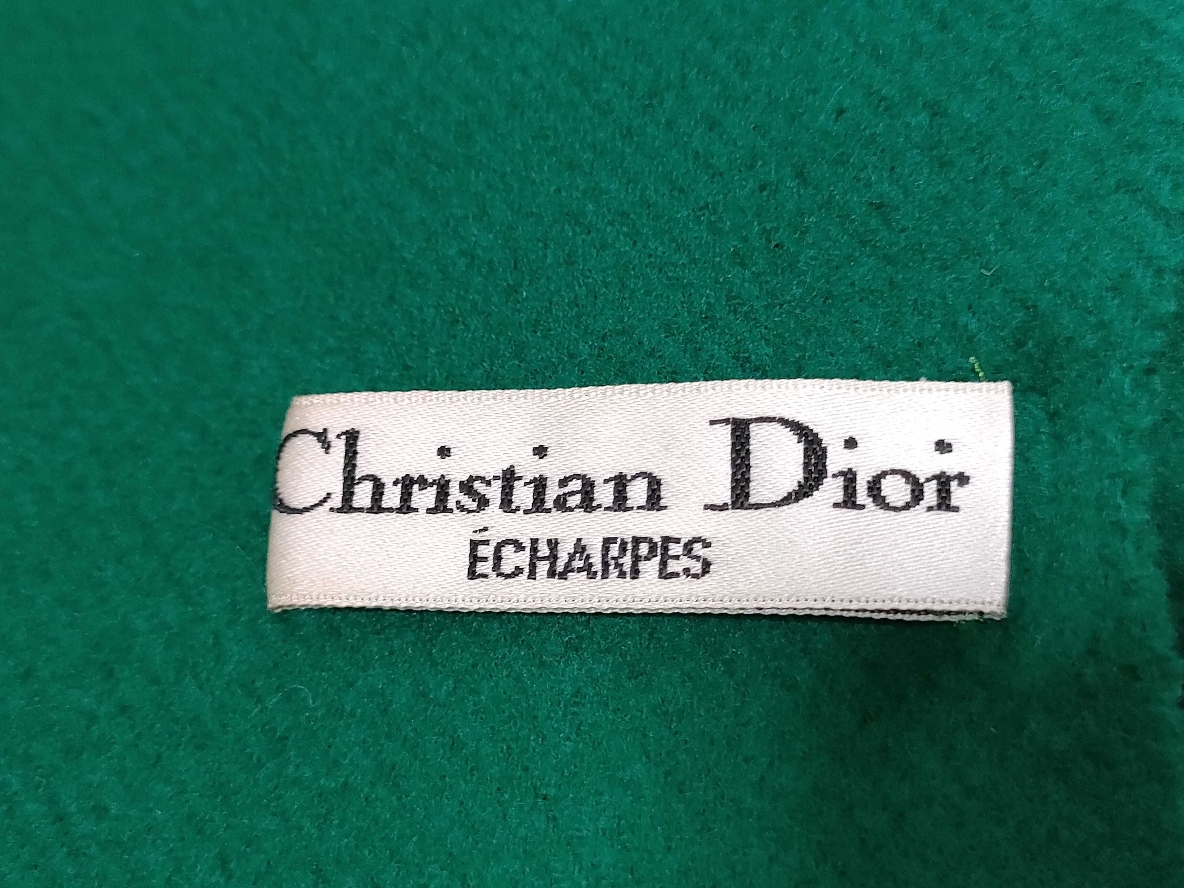 Christian Dior Forest Green Wool Scarf with Monogram