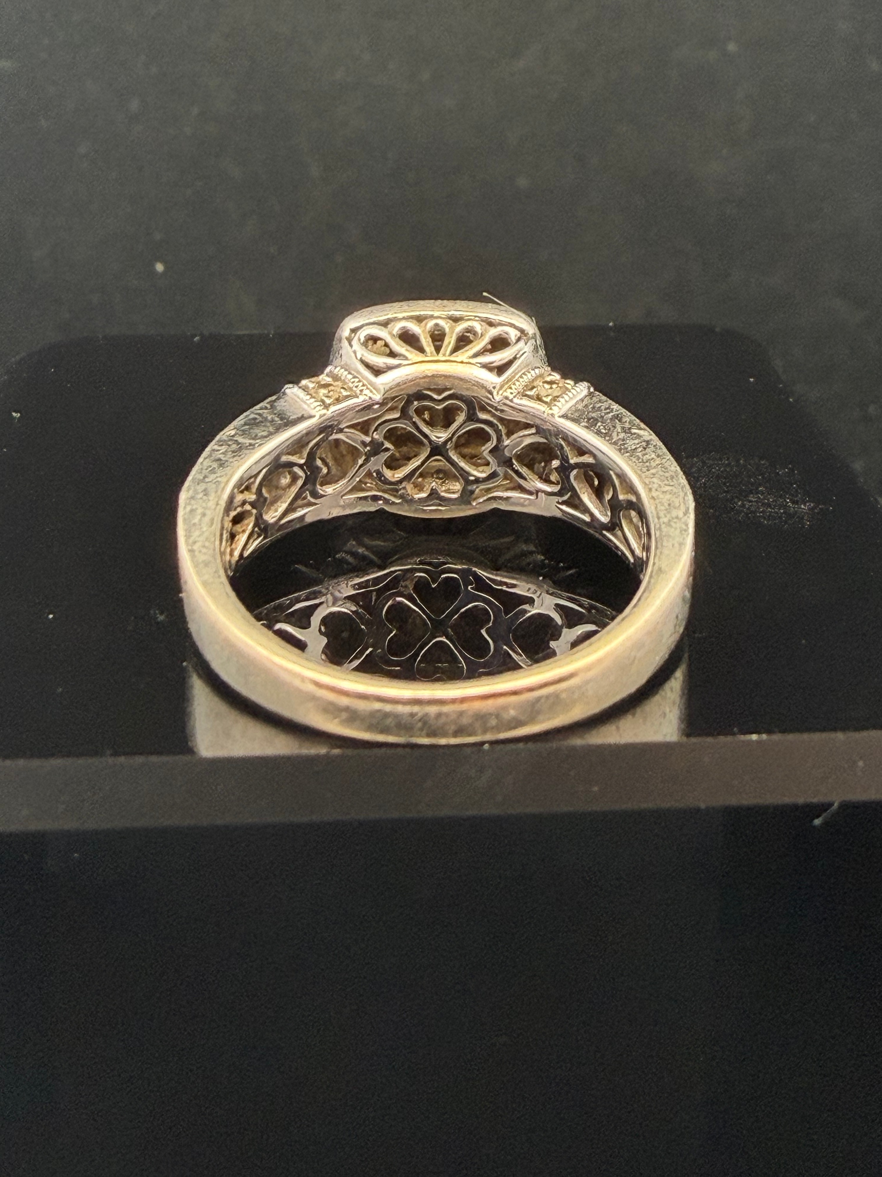 14KWG Natural Diamond Quad Princess Cut Halo Ring