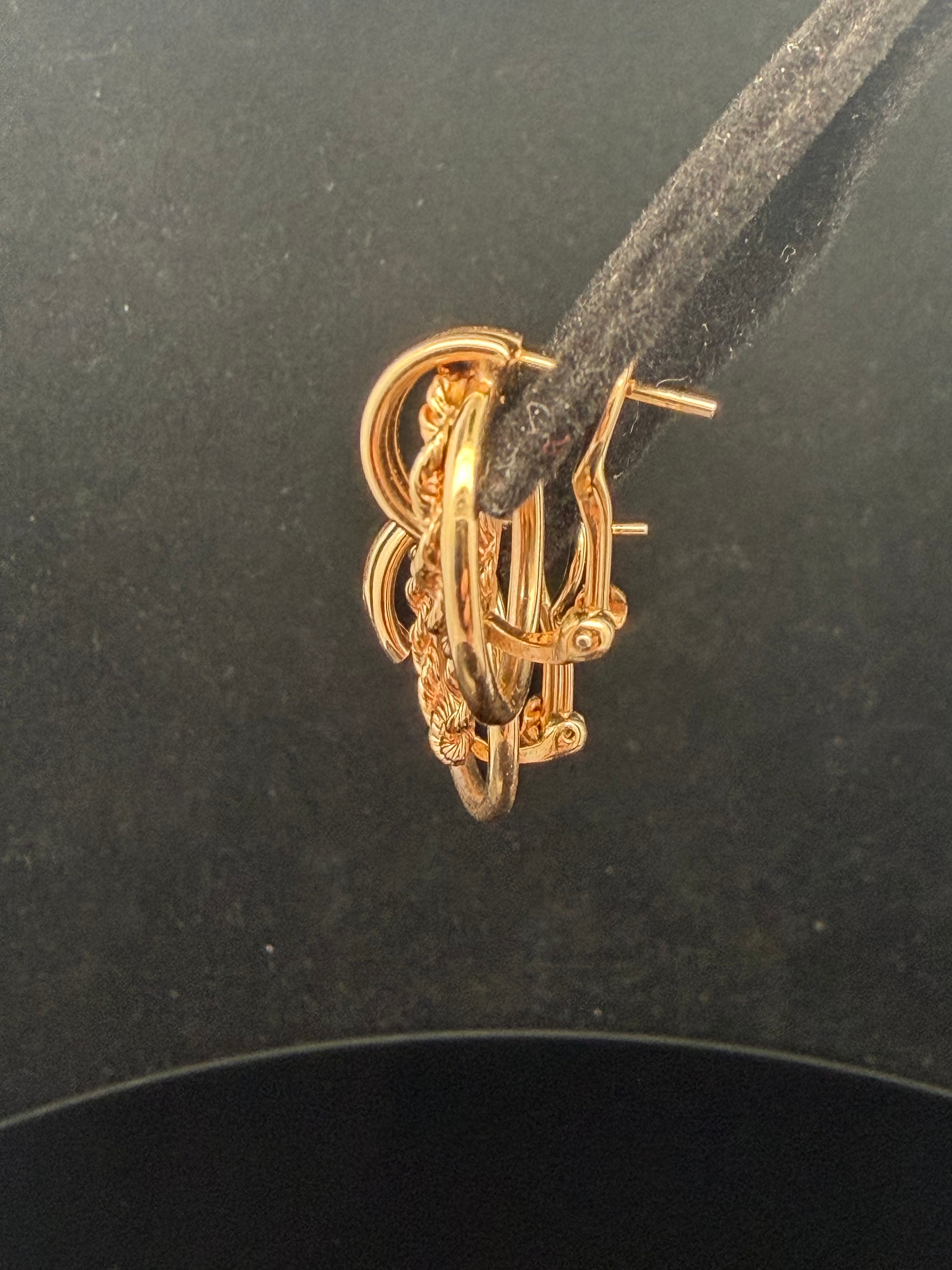 A Pair of Vintage Yellow Gold Double Hoop Clip-On Earrings