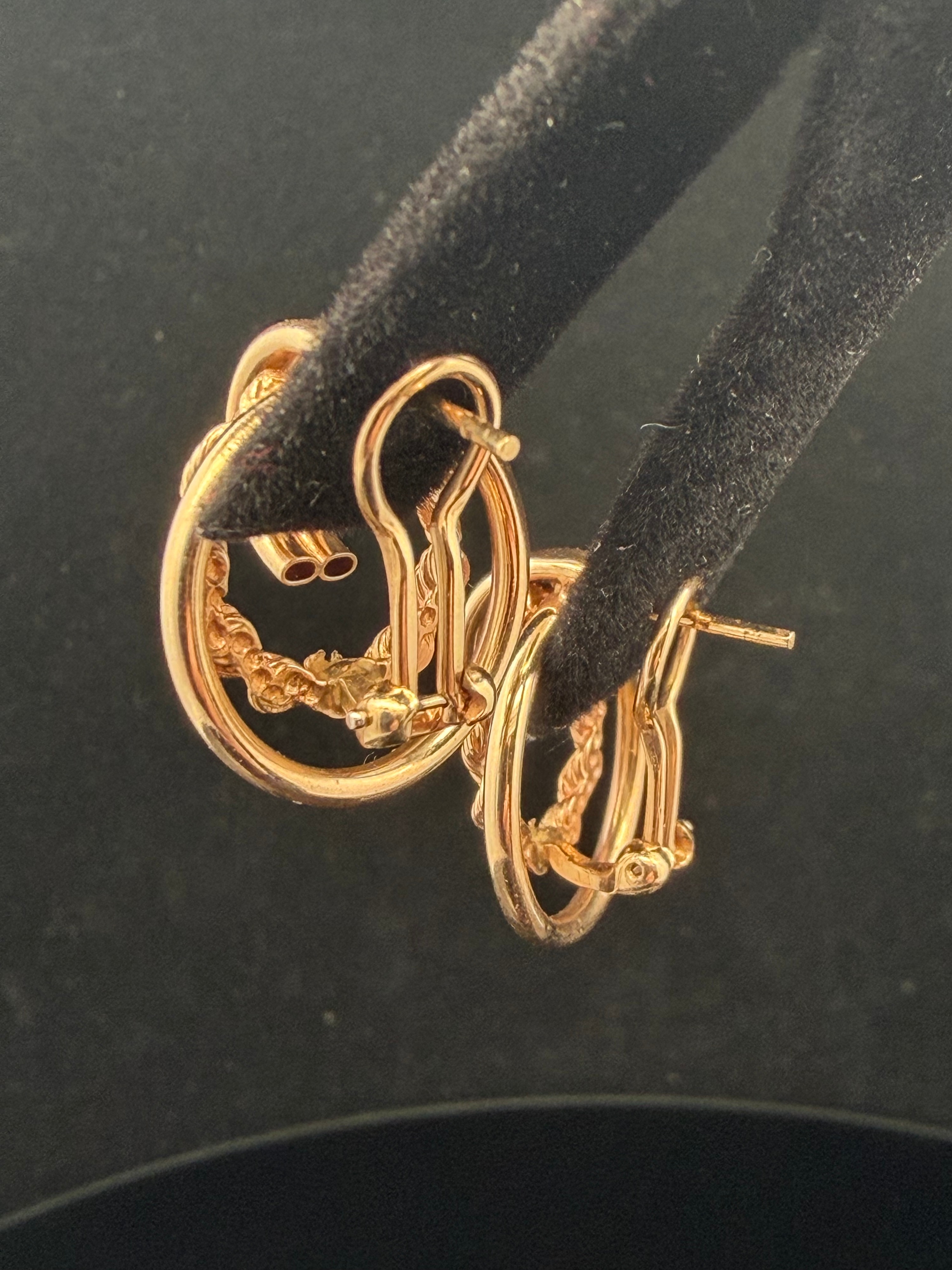 A Pair of Vintage Yellow Gold Double Hoop Clip-On Earrings