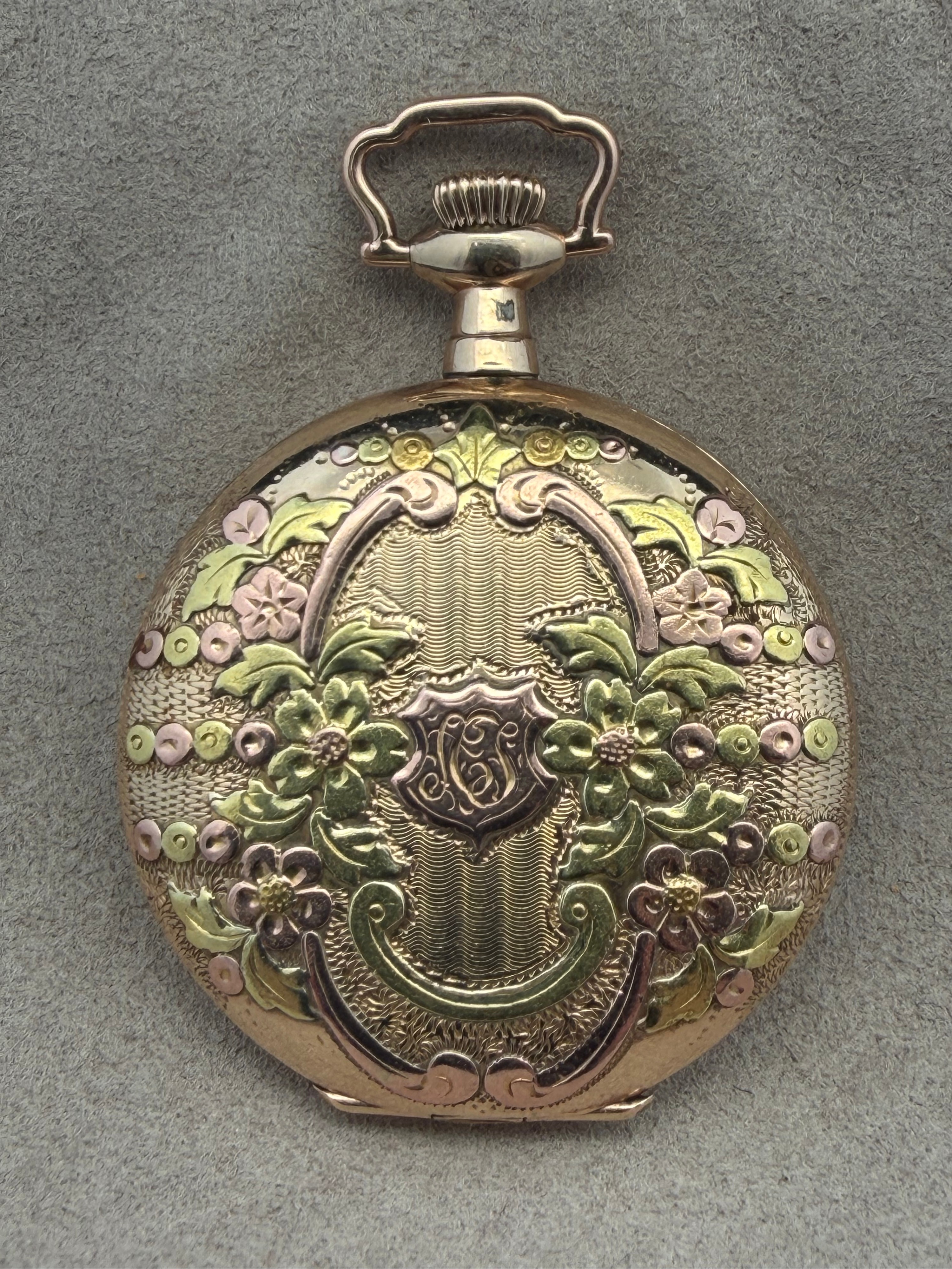 Vintage Elgin Multi-Color 14K Gold Filled Hunter Case Pocket Watch