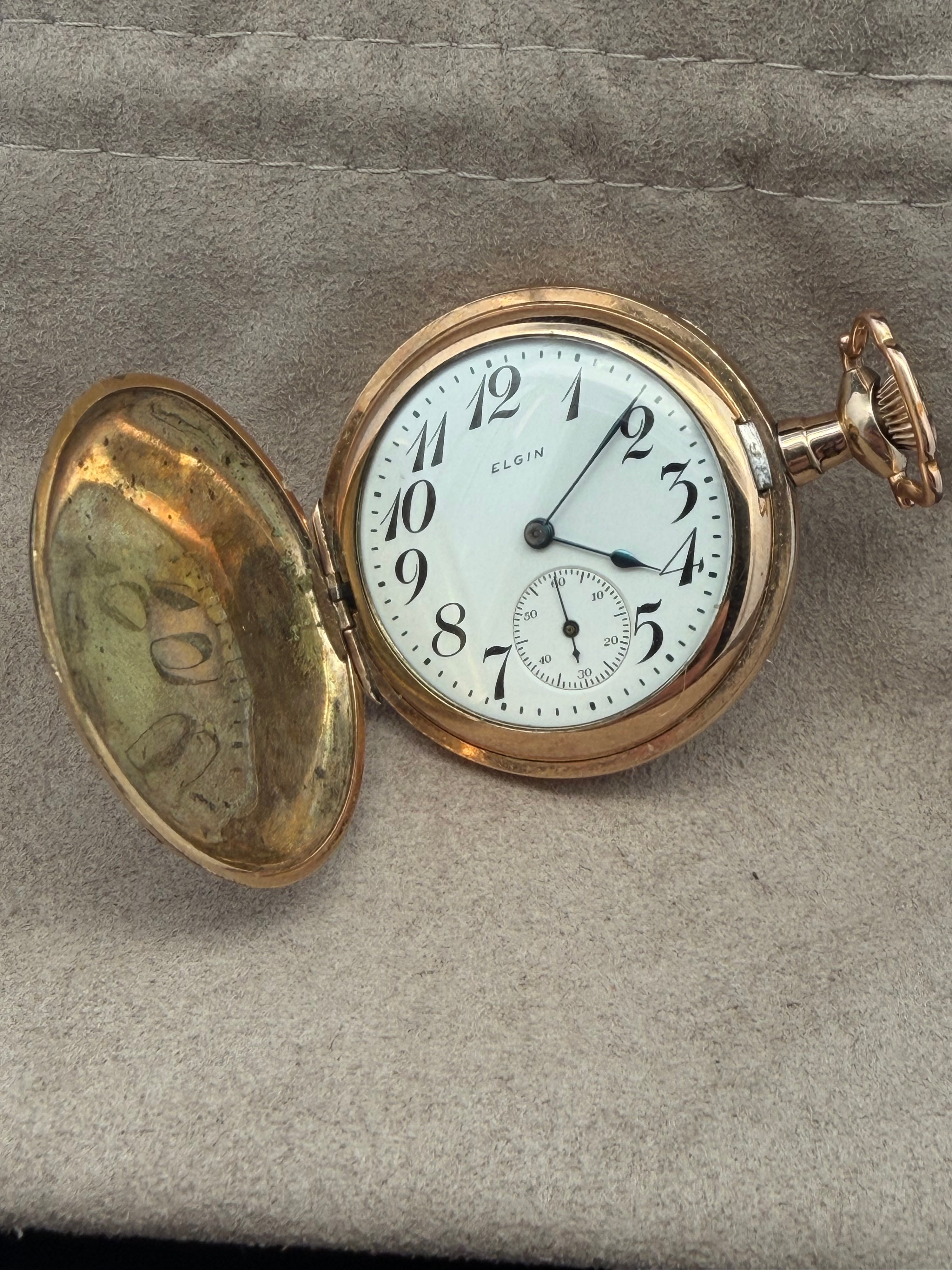 Vintage Elgin Multi-Color 14K Gold Filled Hunter Case Pocket Watch