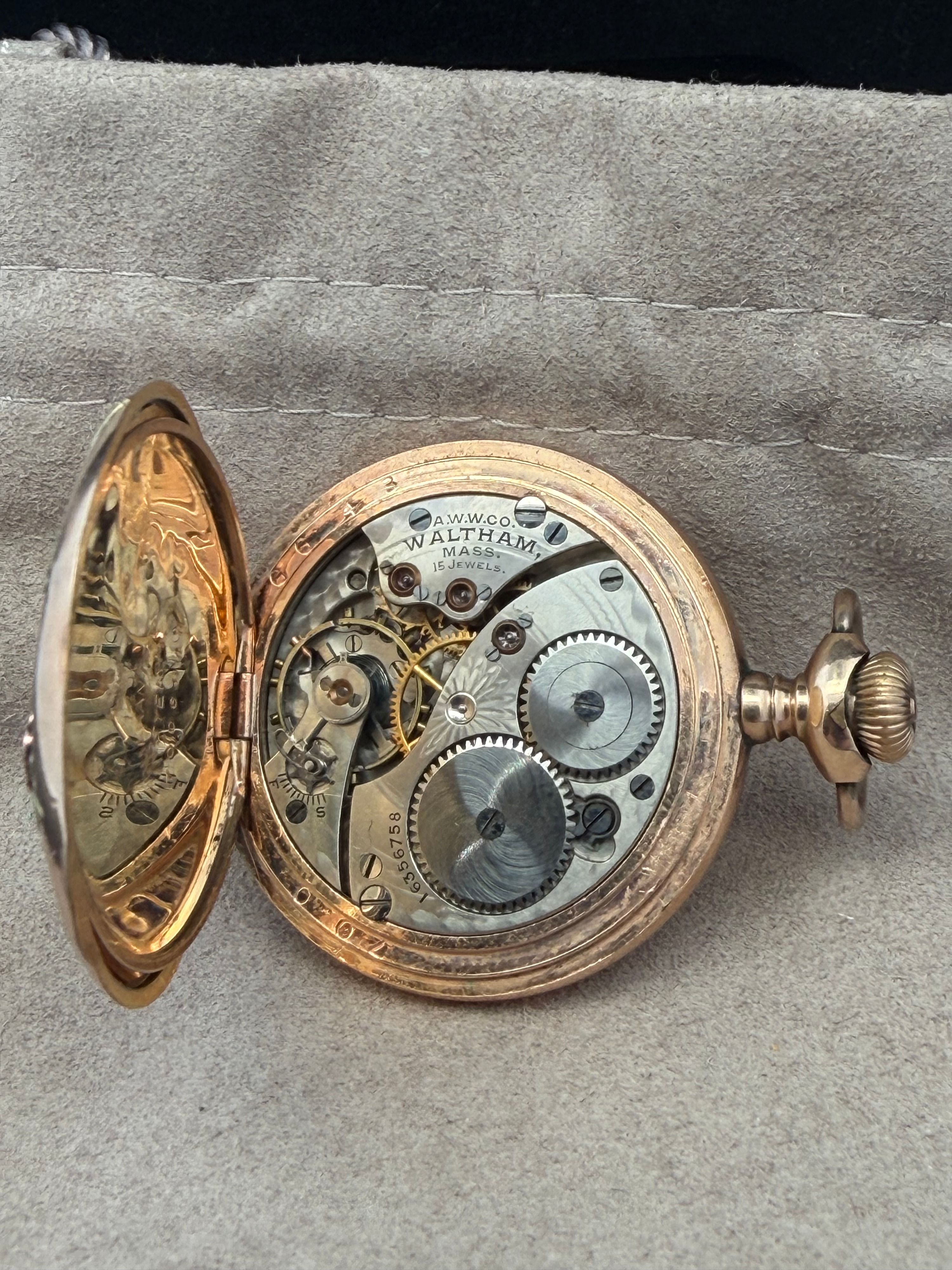 Vintage Waltham Hunter Case Multi-Tone Gold-Filled Pocket Watch