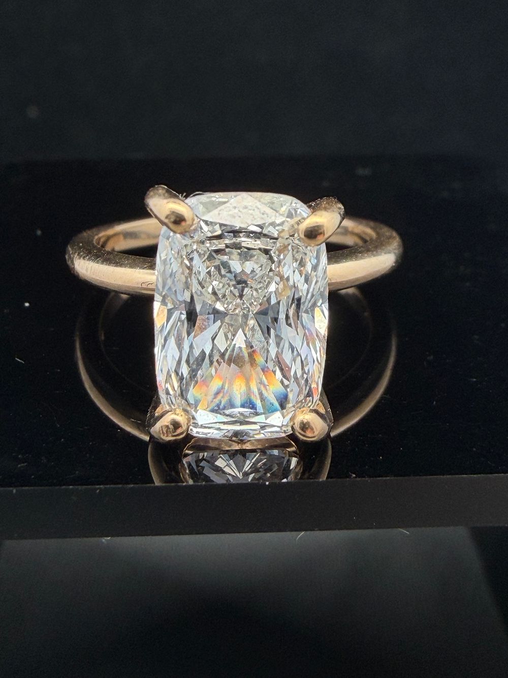14k Yellow Gold 4.21 Carat Cushion Lab Diamond