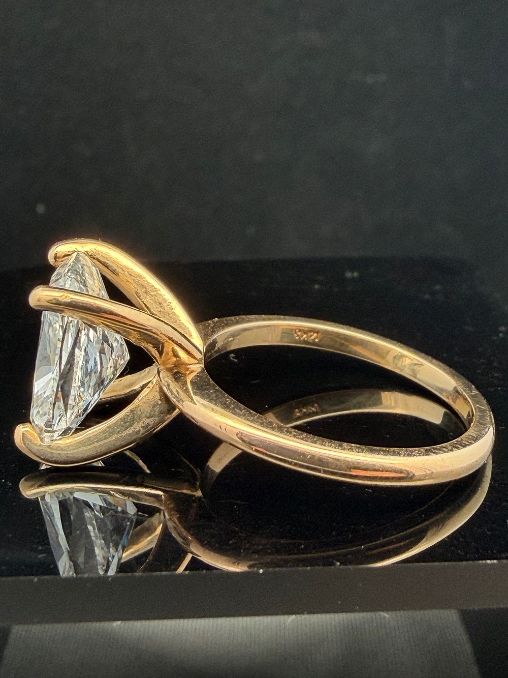 14k Yellow Gold 4.21 Carat Cushion Lab Diamond