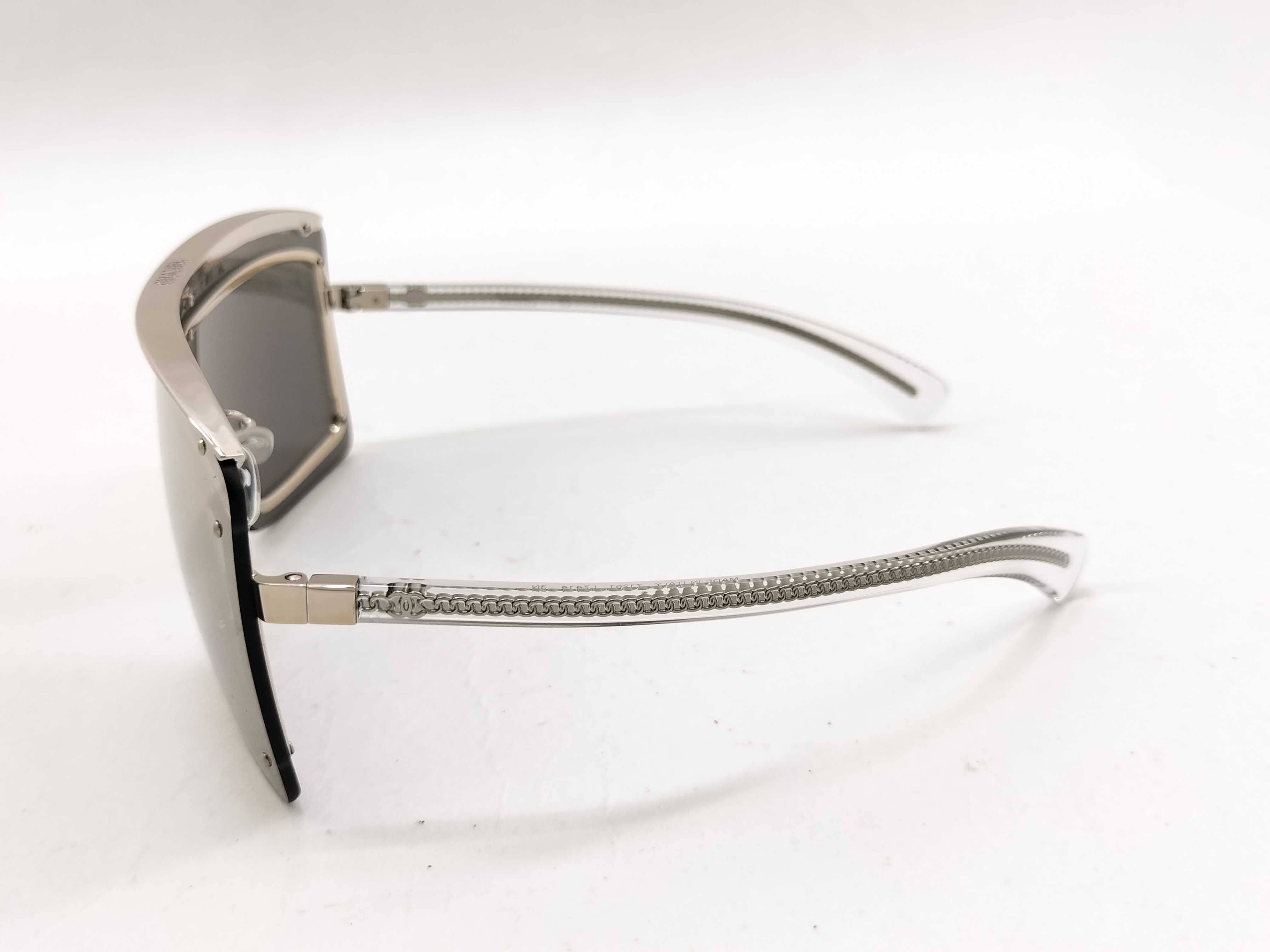 Chanel Mirrored Shield Sunglasses with Chain Core Arms