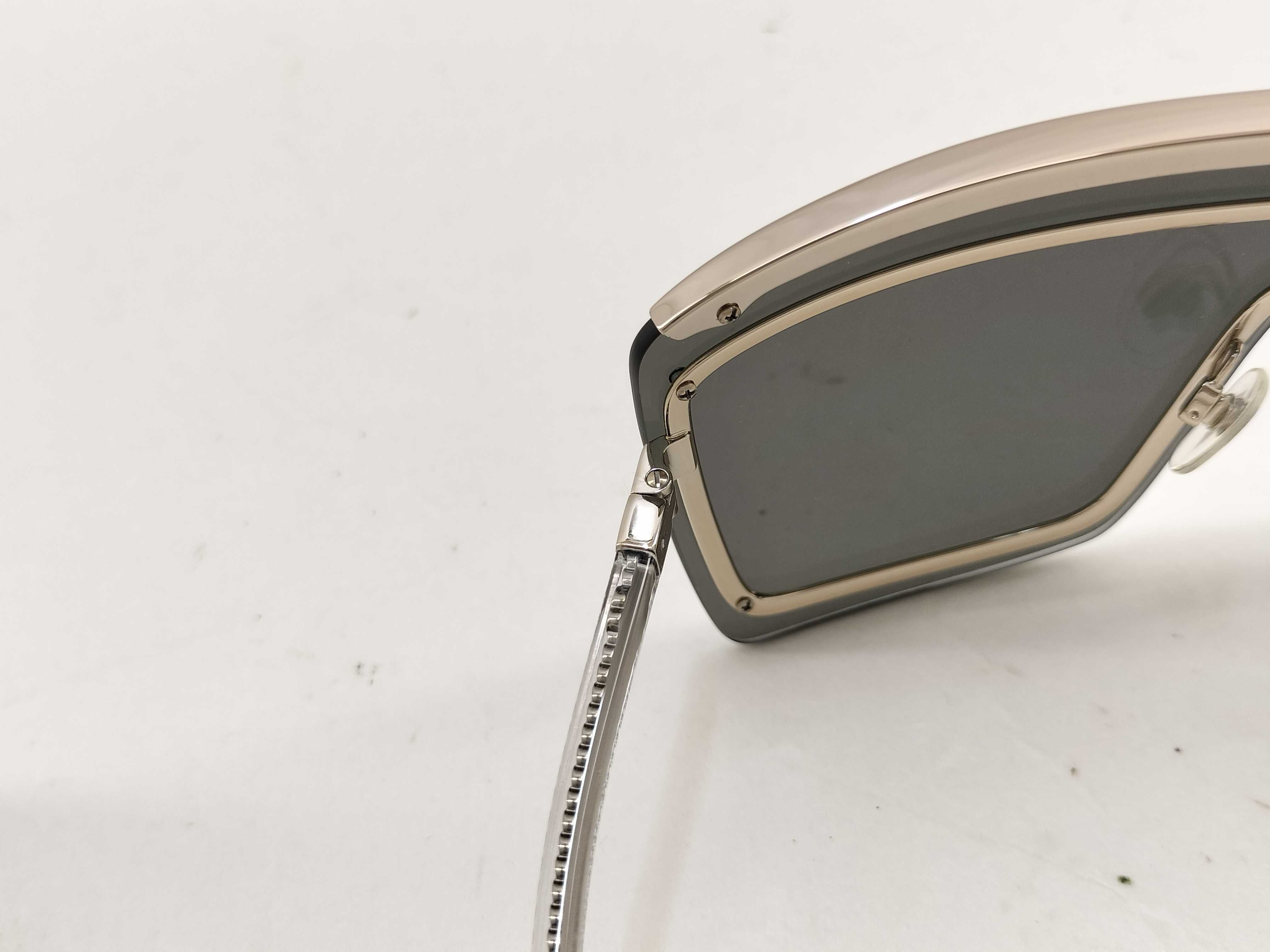 Chanel Mirrored Shield Sunglasses with Chain Core Arms