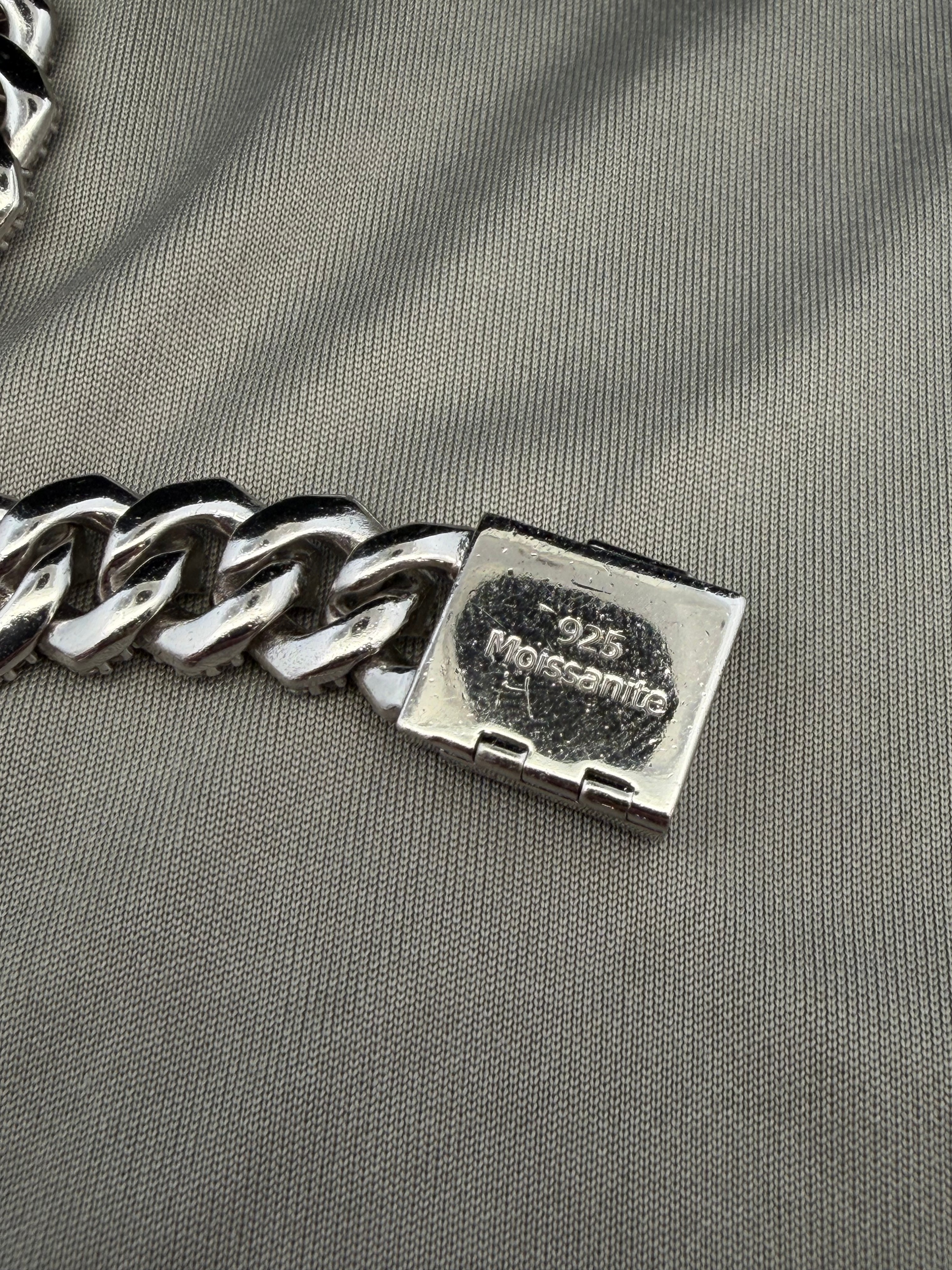 925 Sterling Silver and Moissanite Cuban Link Chain